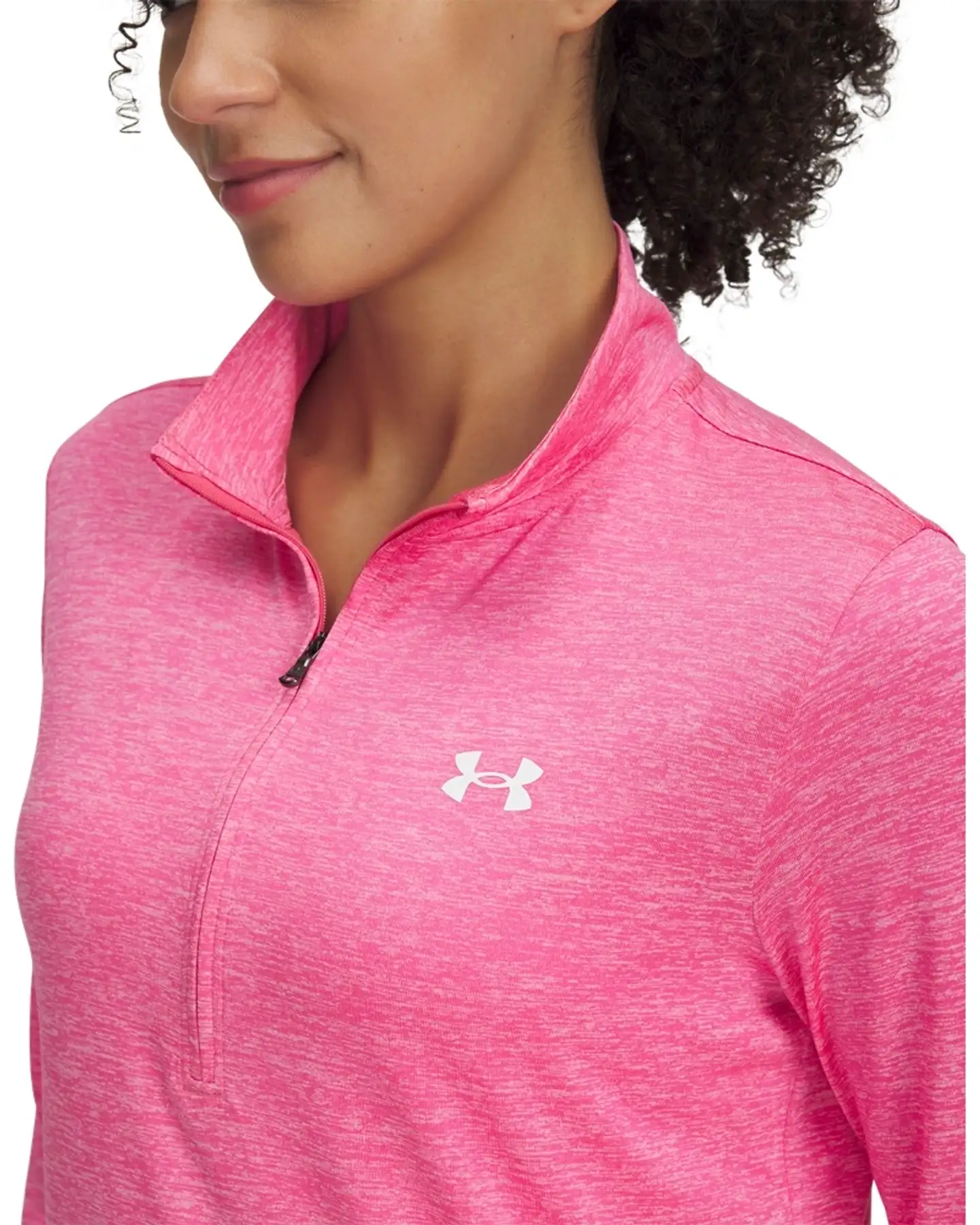 Under Armour Naisten Tech 1/2 Zip pitkähihainen treenipaita 1384225 - Super Pink - 3