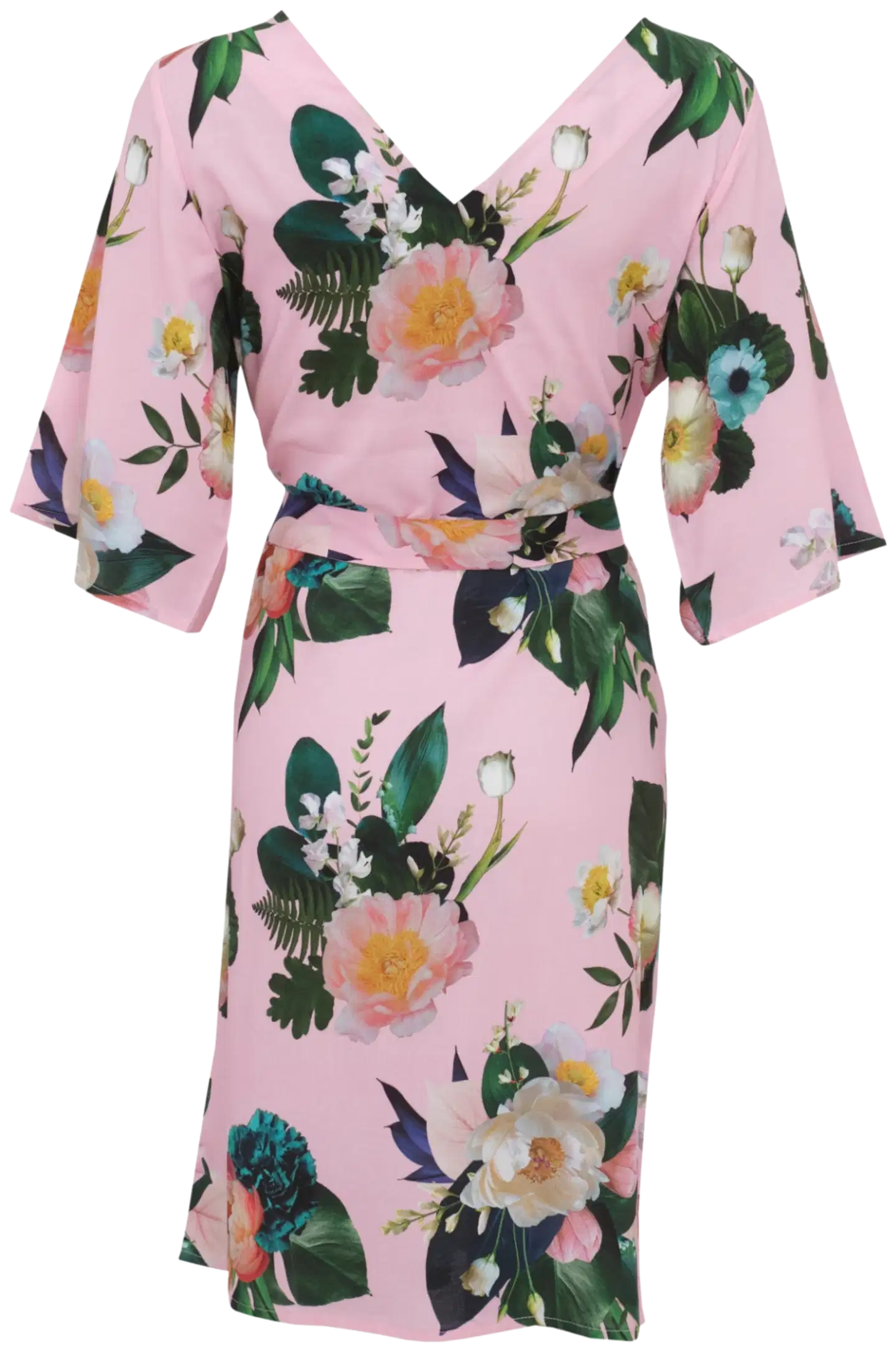 Garden by Uhana naisten Petal kukallinen mekko, väljä istuvuus, vajaalla hihanpituudella - Mids light pink - 2