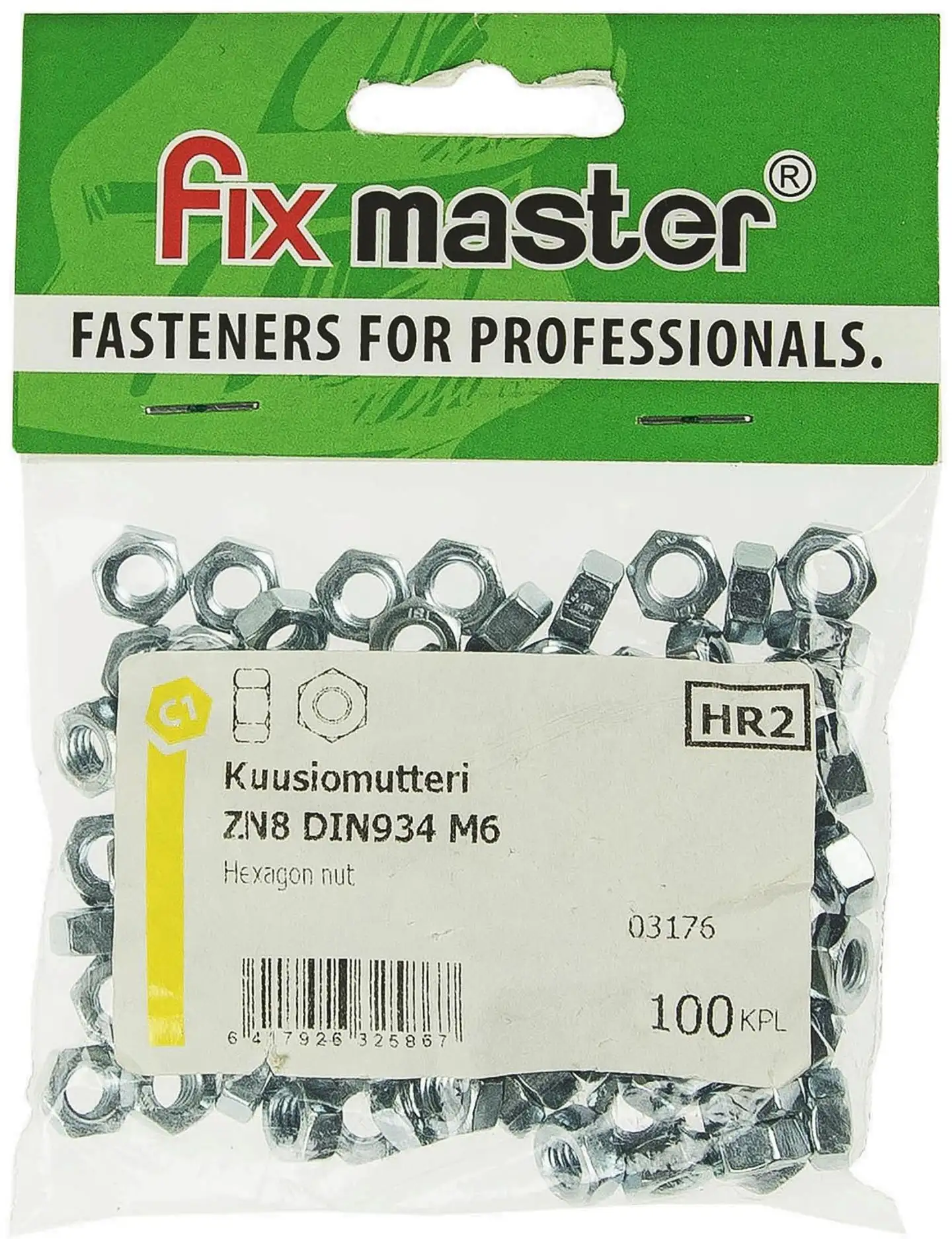 Fix Master kuusiomutteri M6 sähkösinkitty 100kpl