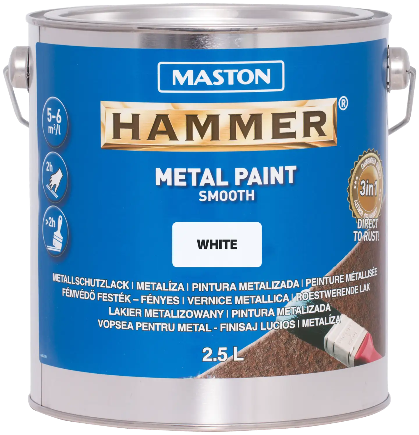 Maston metallimaali Hammer Sileä valkoinen 2,5 l - 1