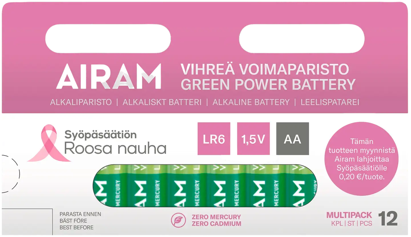 Roosa nauha vihreä voimaparisto LR6 AA 12/KRT