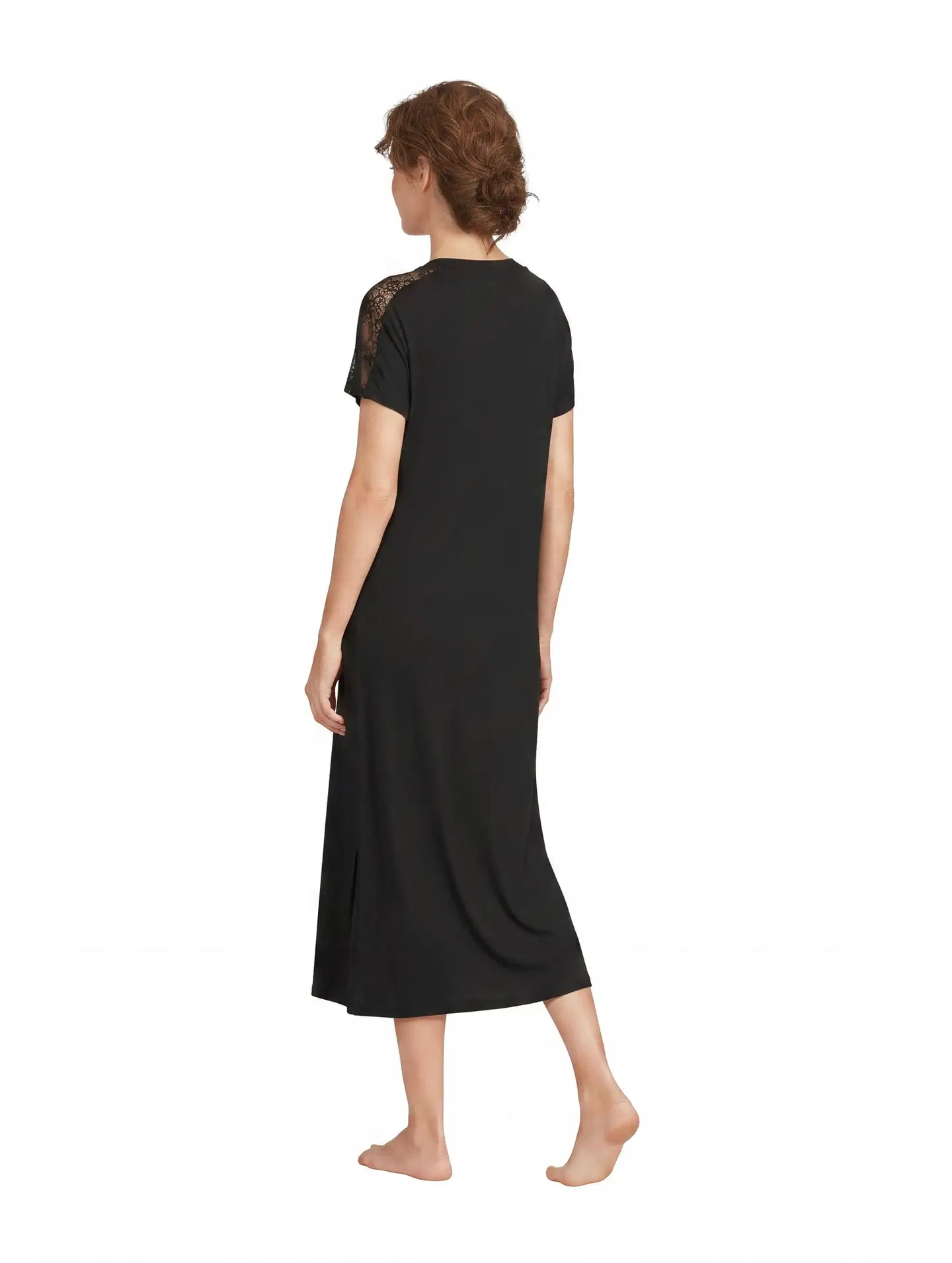 Actuelle naisten yöpaita pitsillä 212A372220 - Black - 4