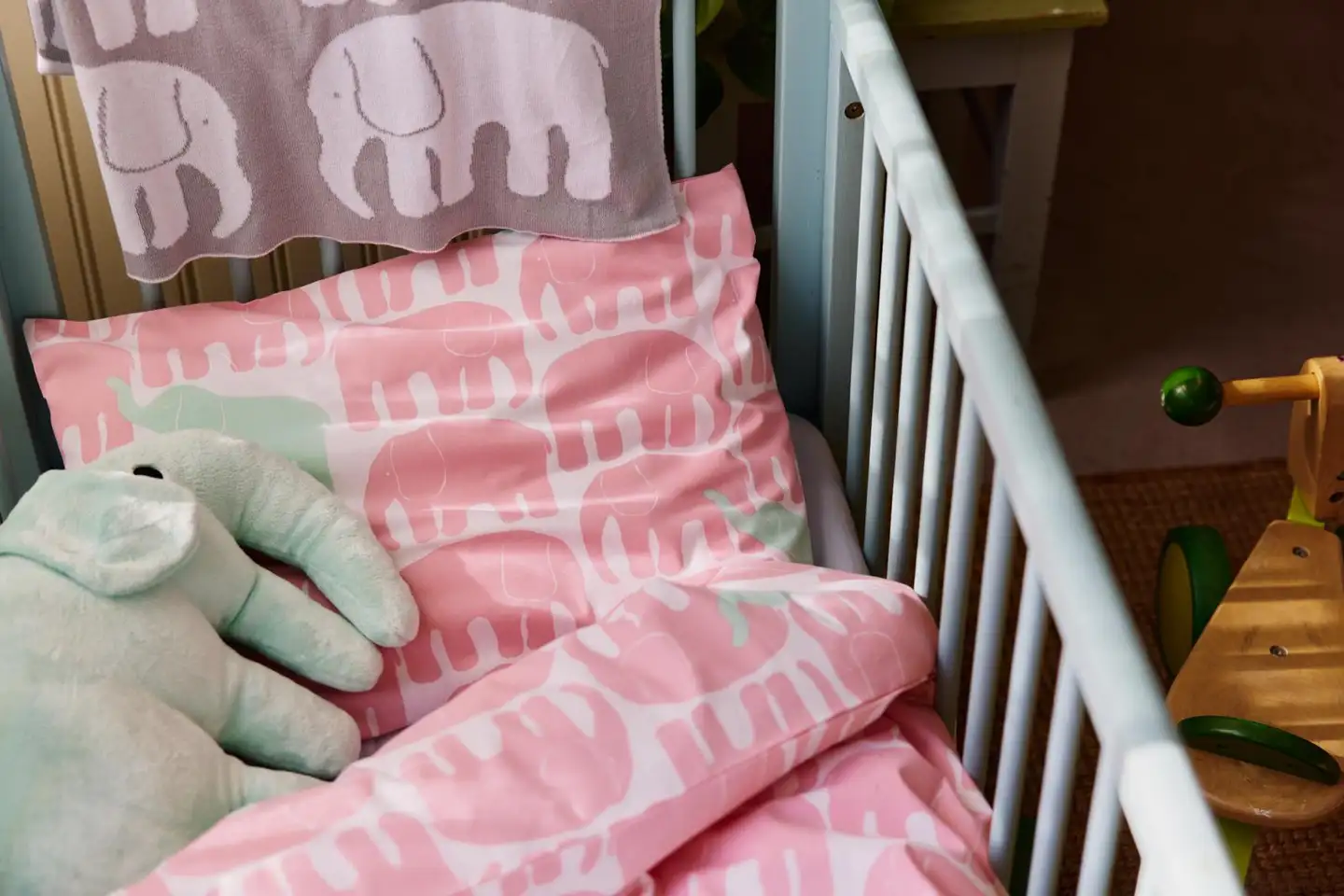 Finlayson vauvoje pussilakanasetti Elefantti Vapaa 85X125+40X60 vaalea pinkki/minttu - 3