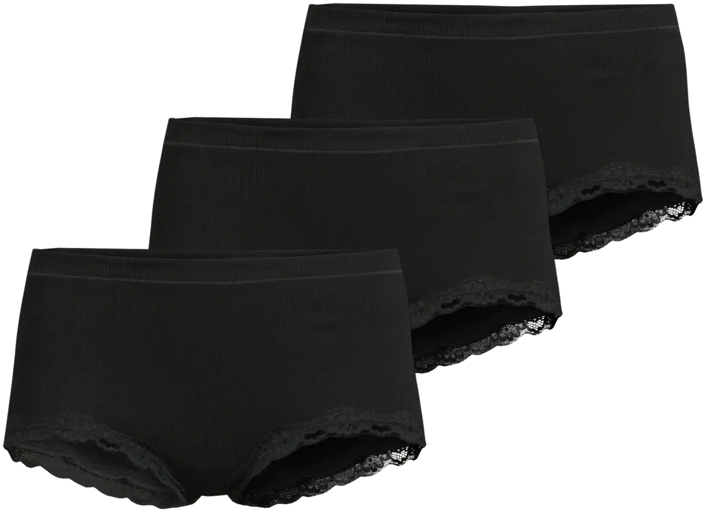 Actuelle naisten rib maxi alushousut 210A332619 3-pack - Black - 1
