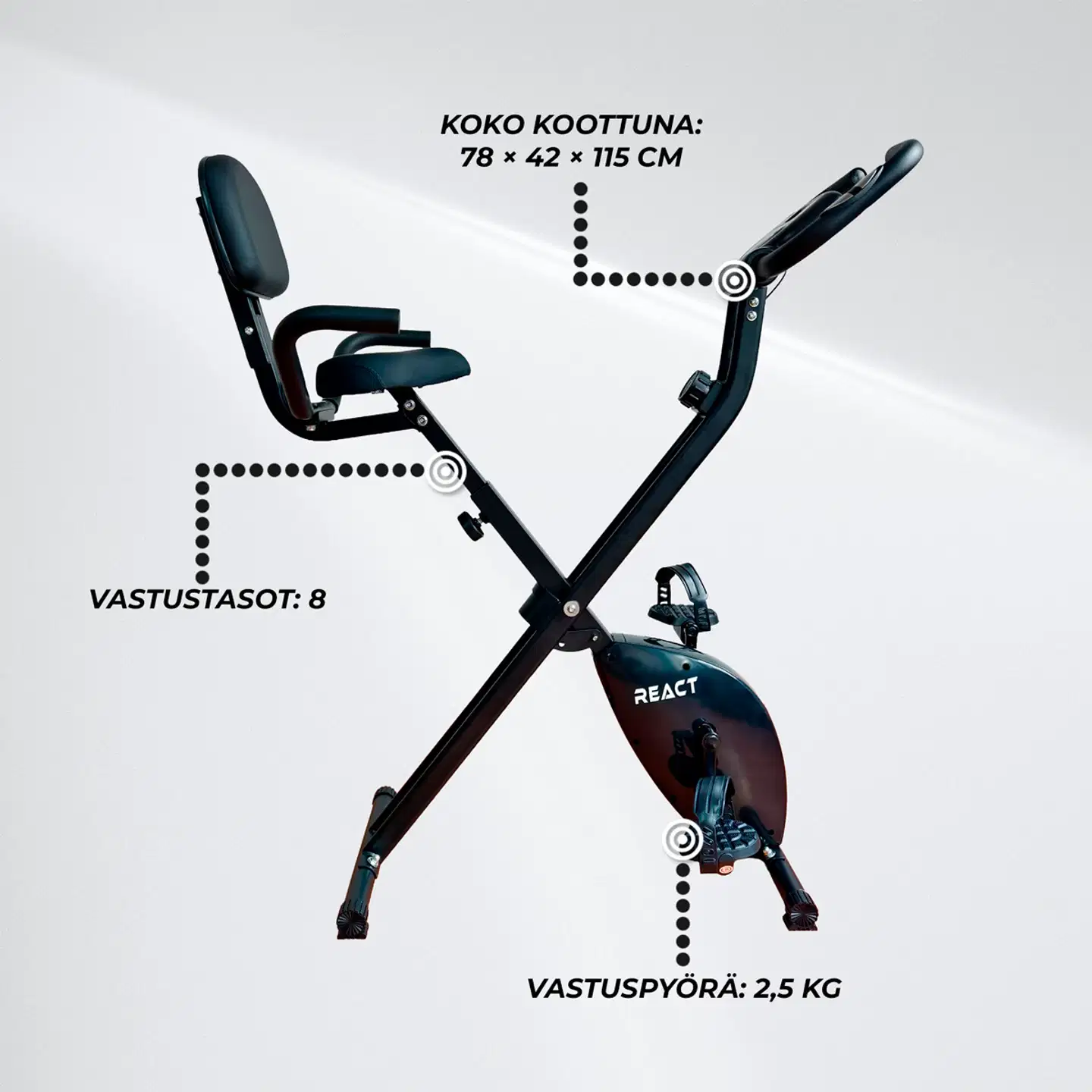 React Kuntopyörä Kokoontaitettava Selkänojalla - 7