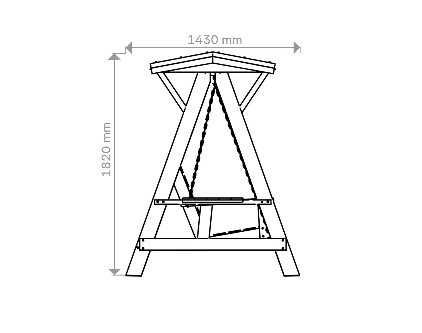 Pihakeinu kiinteällä katoksella, vaalean harmaa, 180x235x205cm - 3