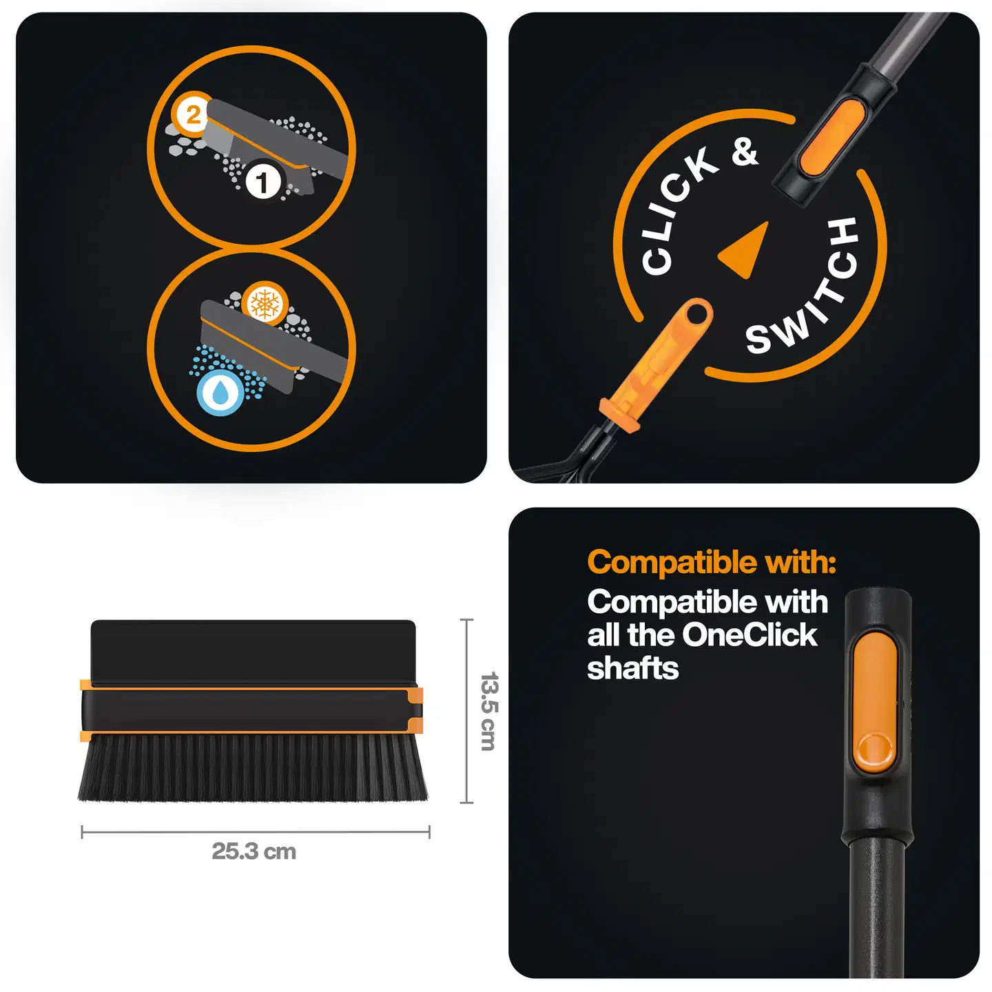 Fiskars OneClick lumiharja lastalla - 2