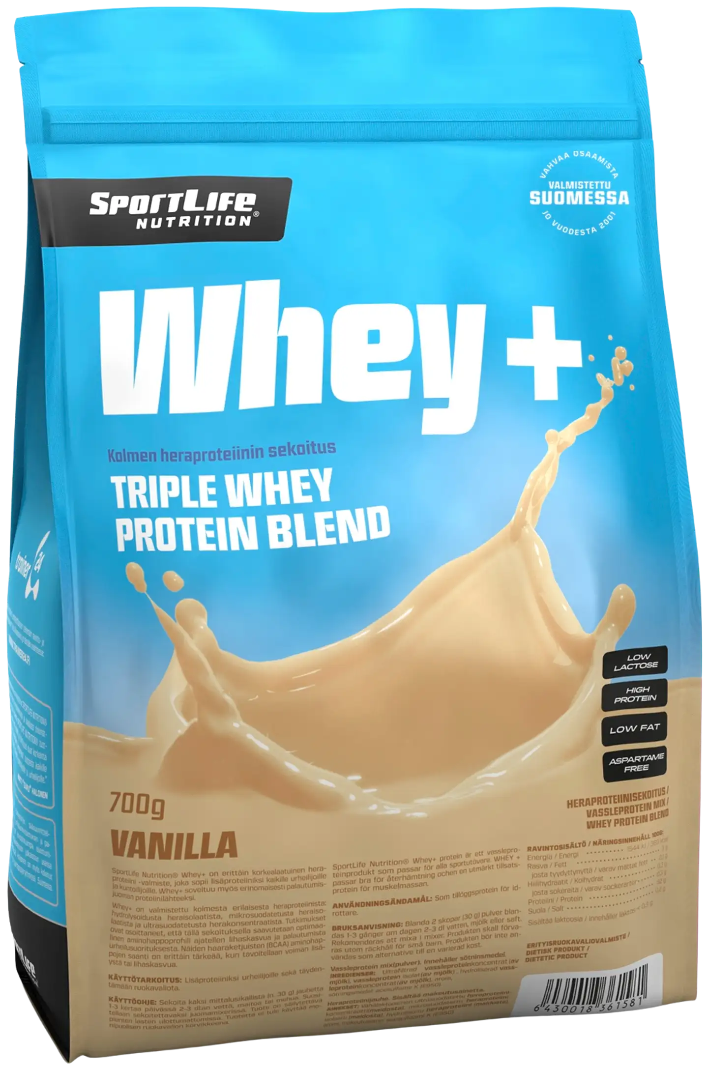 SportLife Nutrition Whey+ 700g vanilja heraproteiinisekoitus