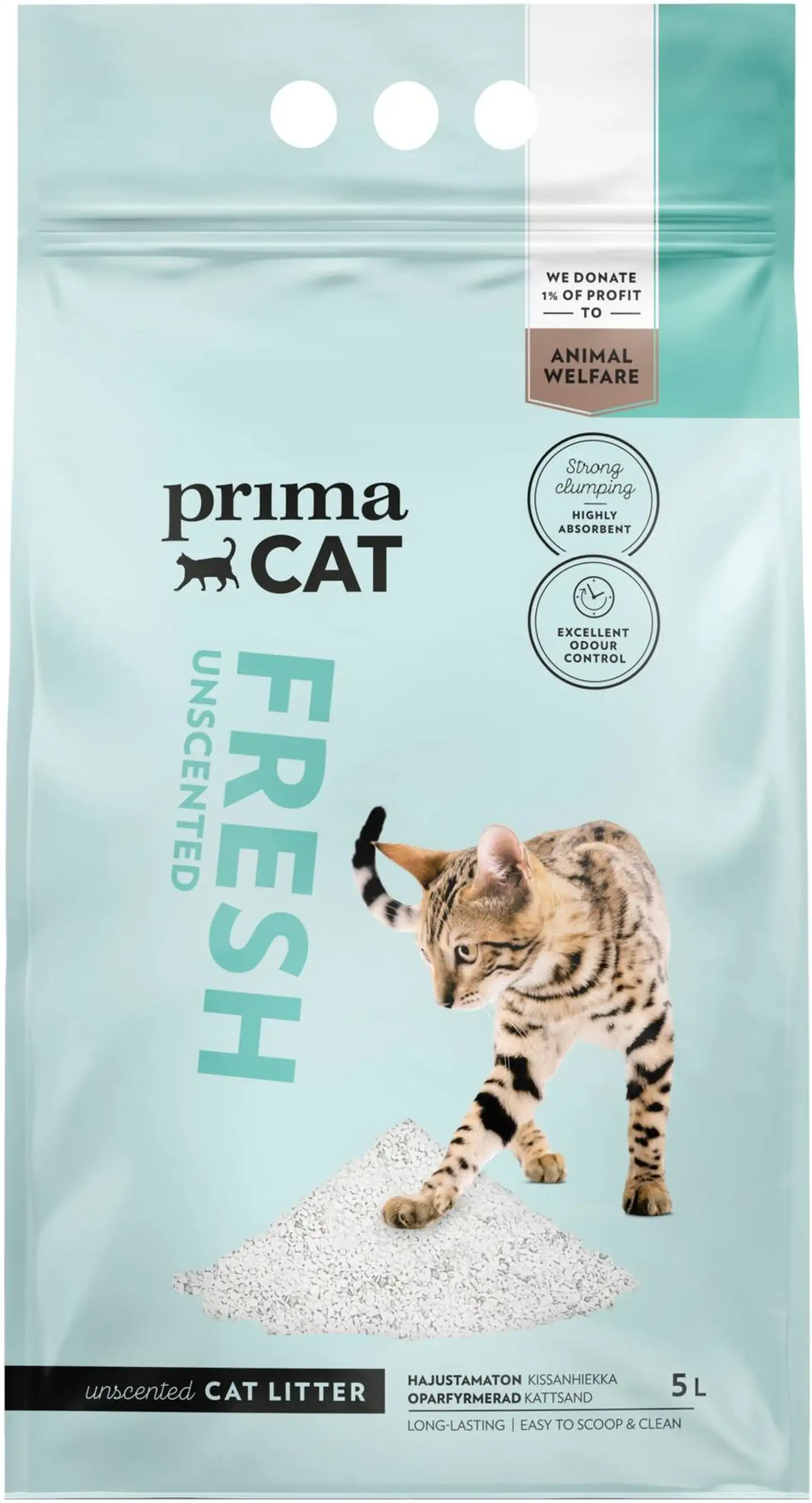 PrimaCat Fresh Unscented kissanhiekka valkoinen 5 l