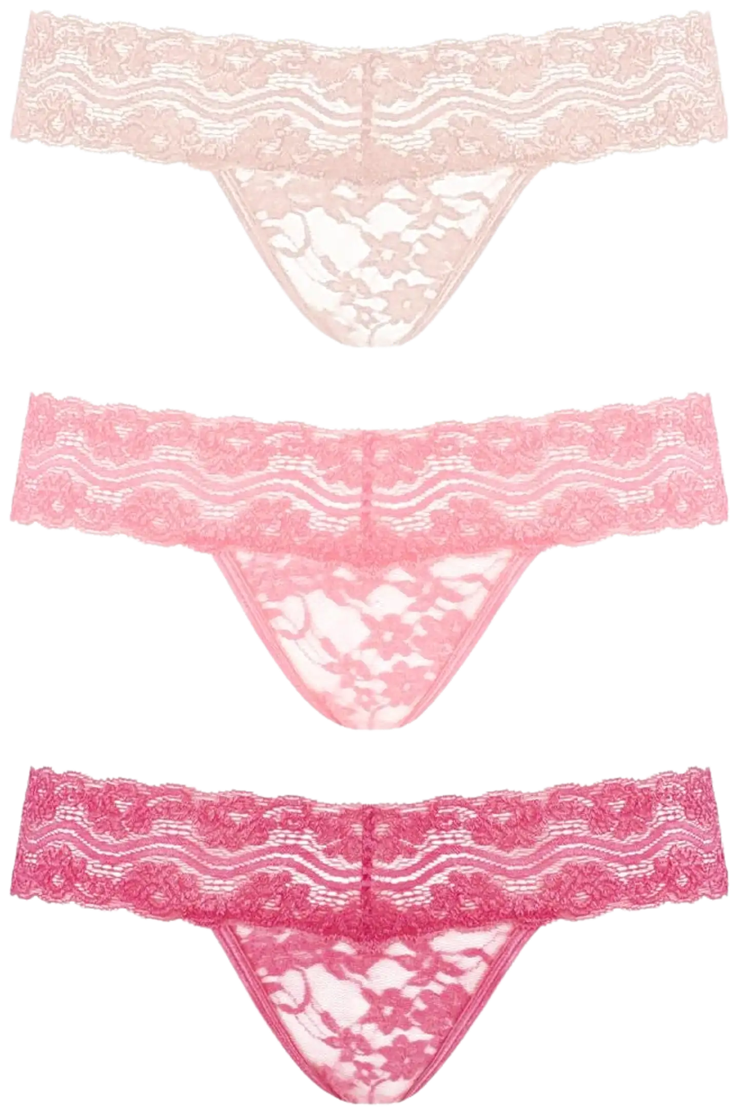 Rose stringit 3 kpl pakkaus S/M - Pinkki, Punainen, Vaaleanpun - 1