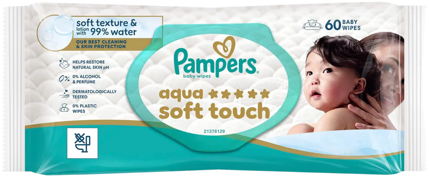 Pampers Harmonie Aqua 60kpl puhdistuspyyhe