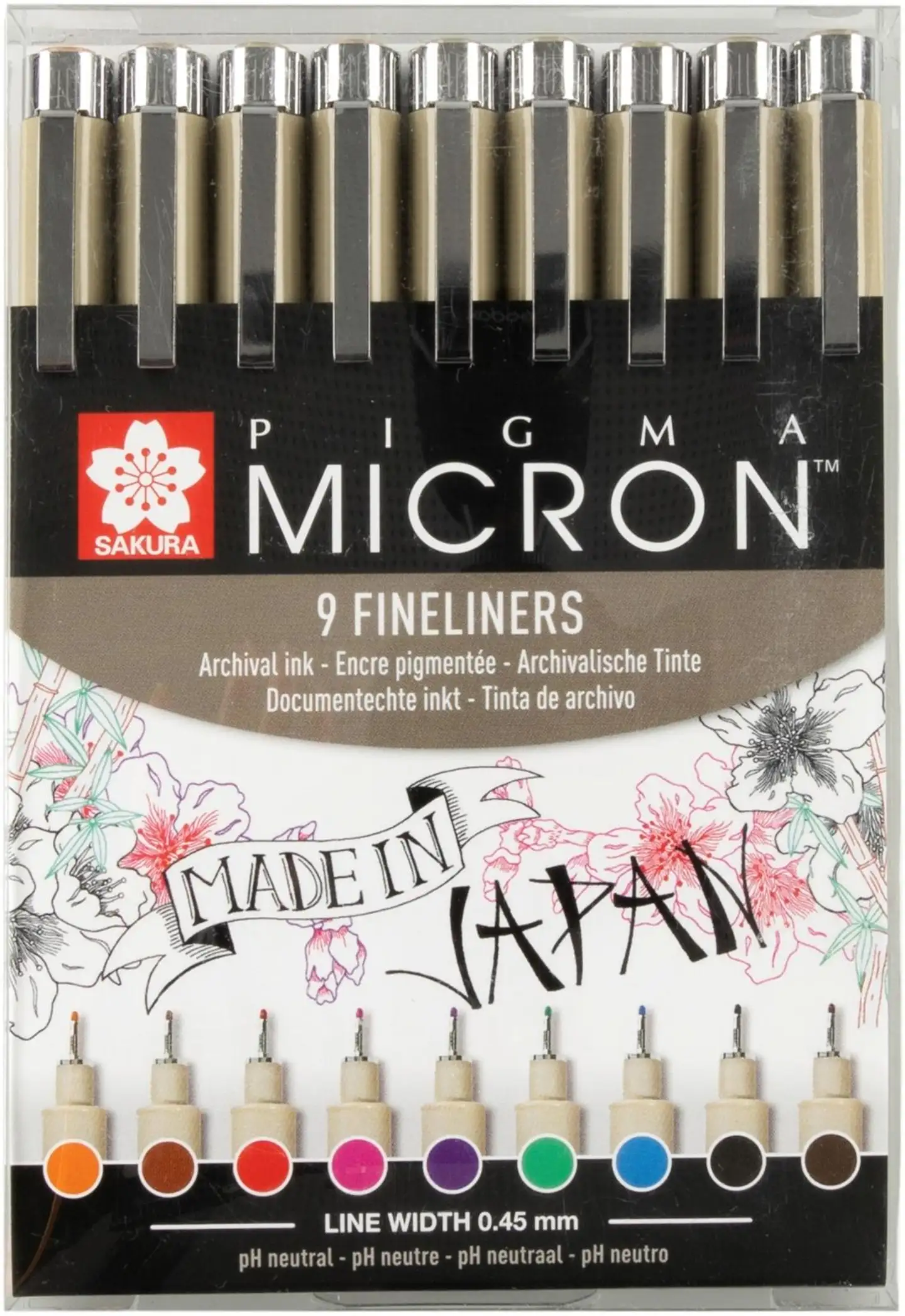 Sakura Pigma Micron kuitukynäsarja lajitelma 9kpl