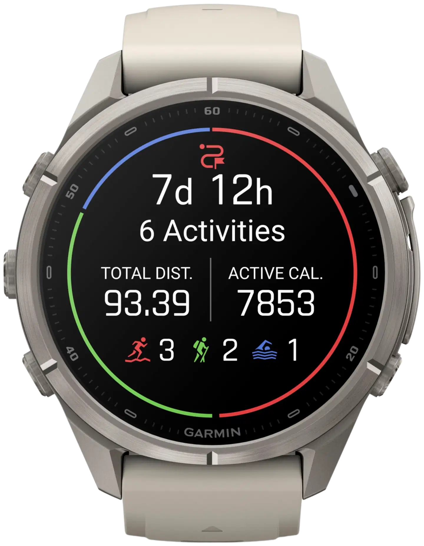 Garmin Fenix 9 Pro inReach 43 mm titaani, sumunharmaa ja tumma hiekanvärinen urheilukello - 4