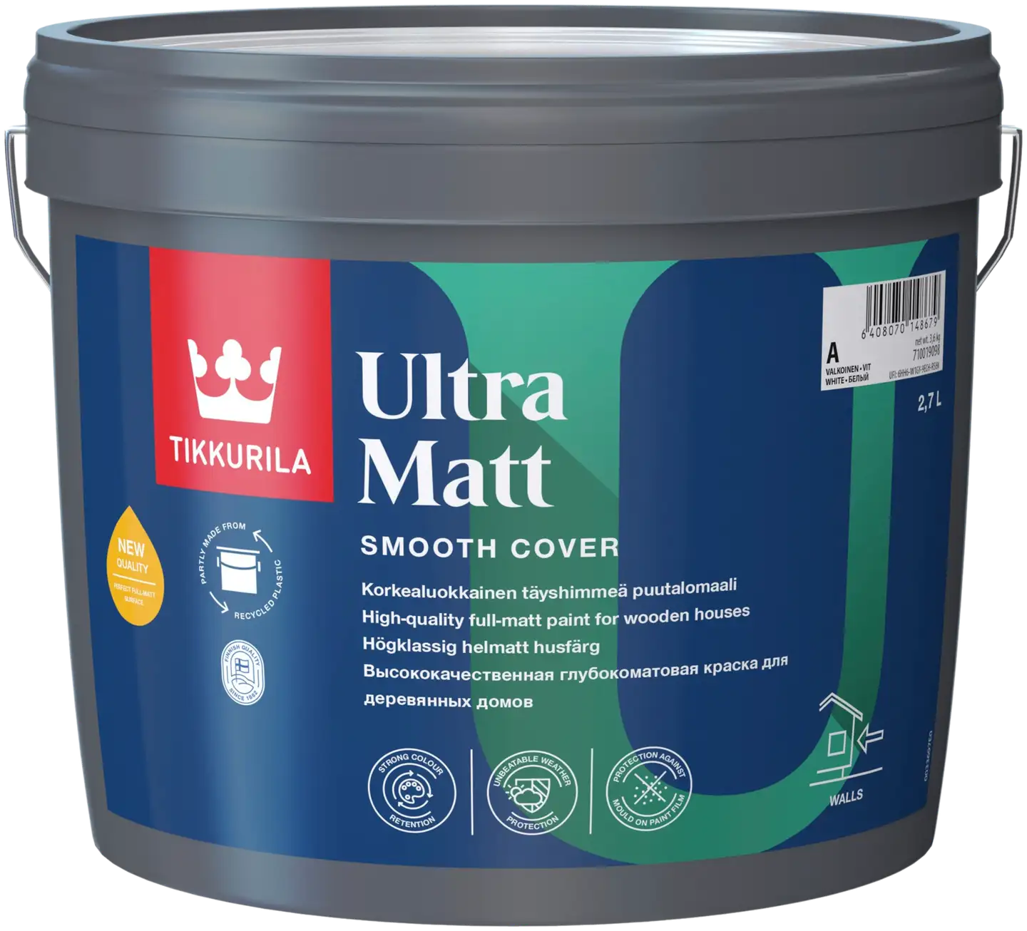 Tikkurila puutalomaali Ultra Matt 2,7 l A valkoinen sävytettävissä himmeä