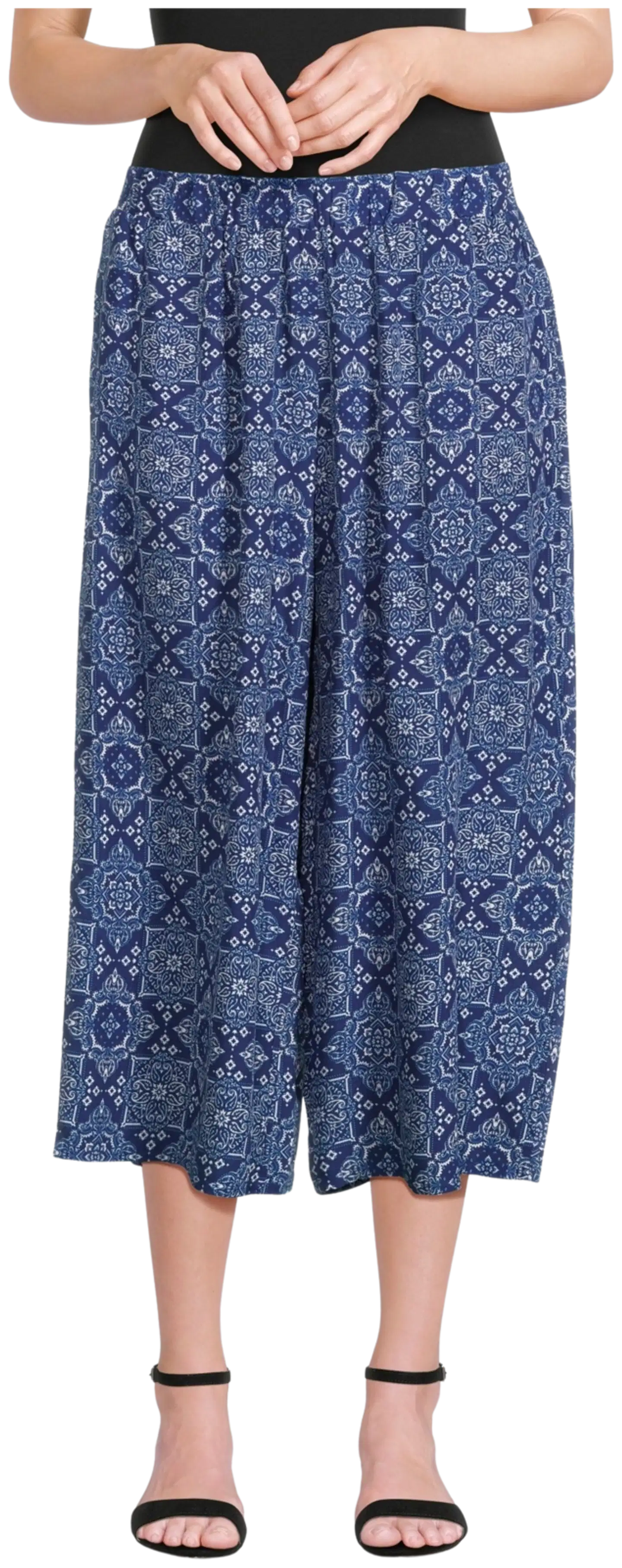TEX naisten kuviolliset culottes-housut I283361 - NAVY 2 - 1