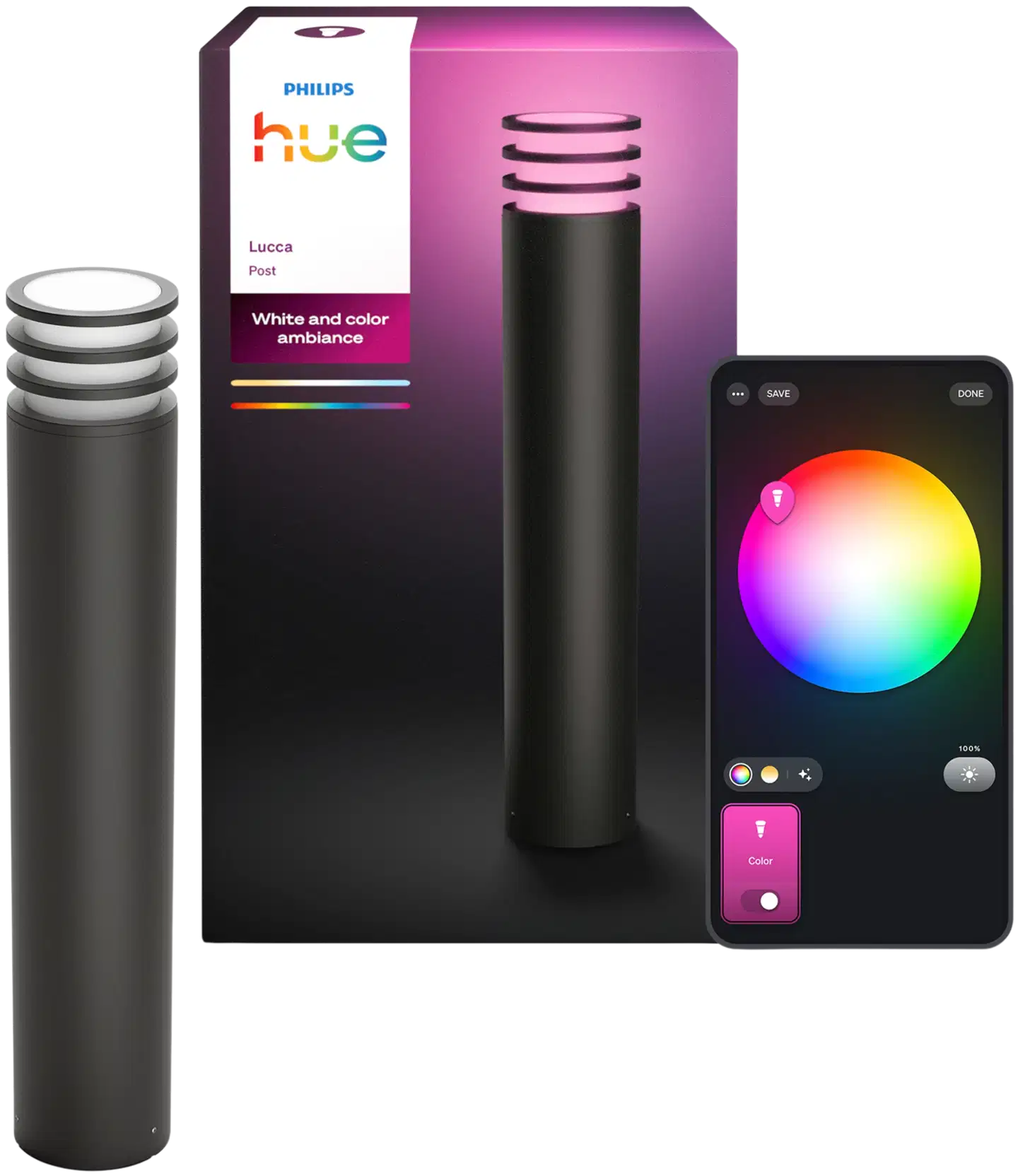 Philips Hue Lucca -pylväsvalaisin 8.1W 1000-20000K 1100LM anthracite - 1