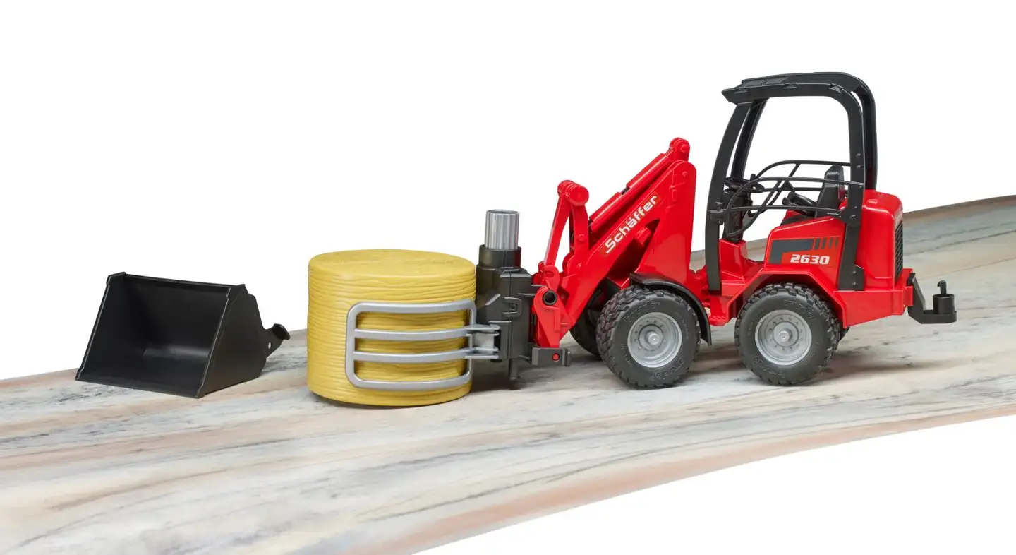 Bruder traktori Schäffer Compact loader 2630 paalipihdeillä ja 1 pyöröpaali - 9