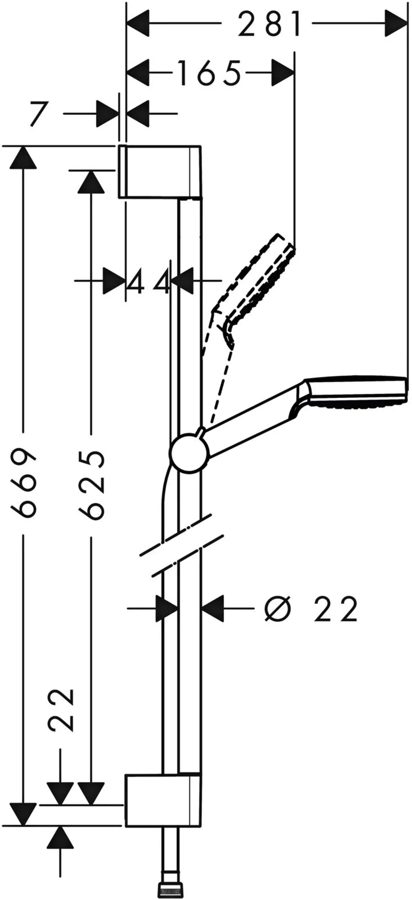 Hansgrohe Crometta 1jet suihkusetti 0,65m 26533400 - 2