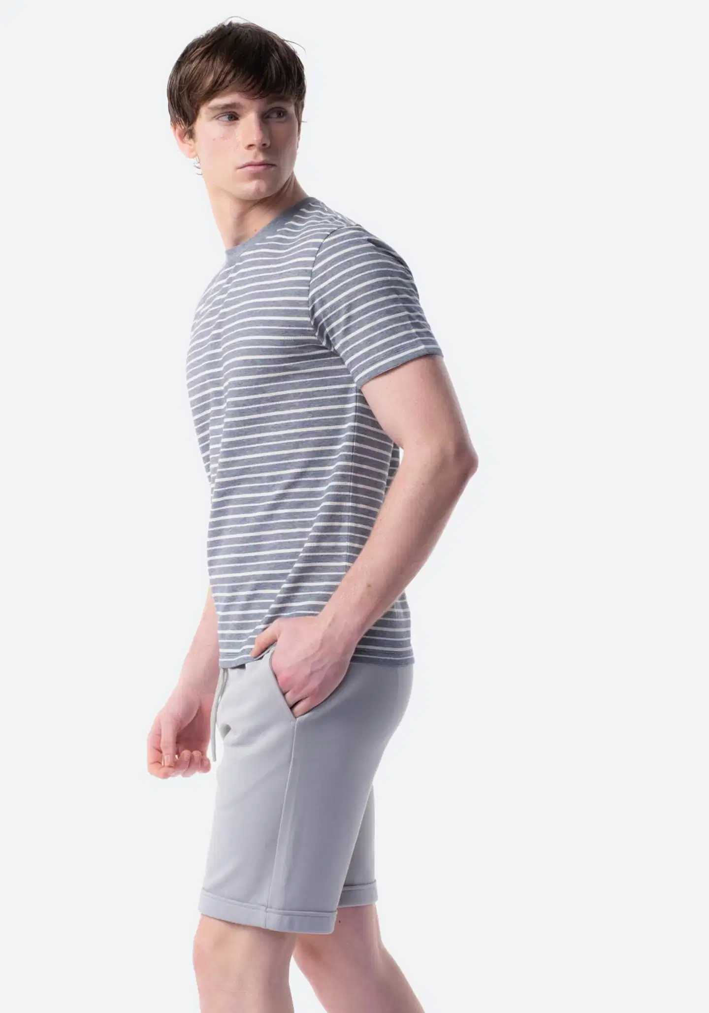 TEX miesten pikeekankaiset joggershortsit I275371 - Titanium - 4