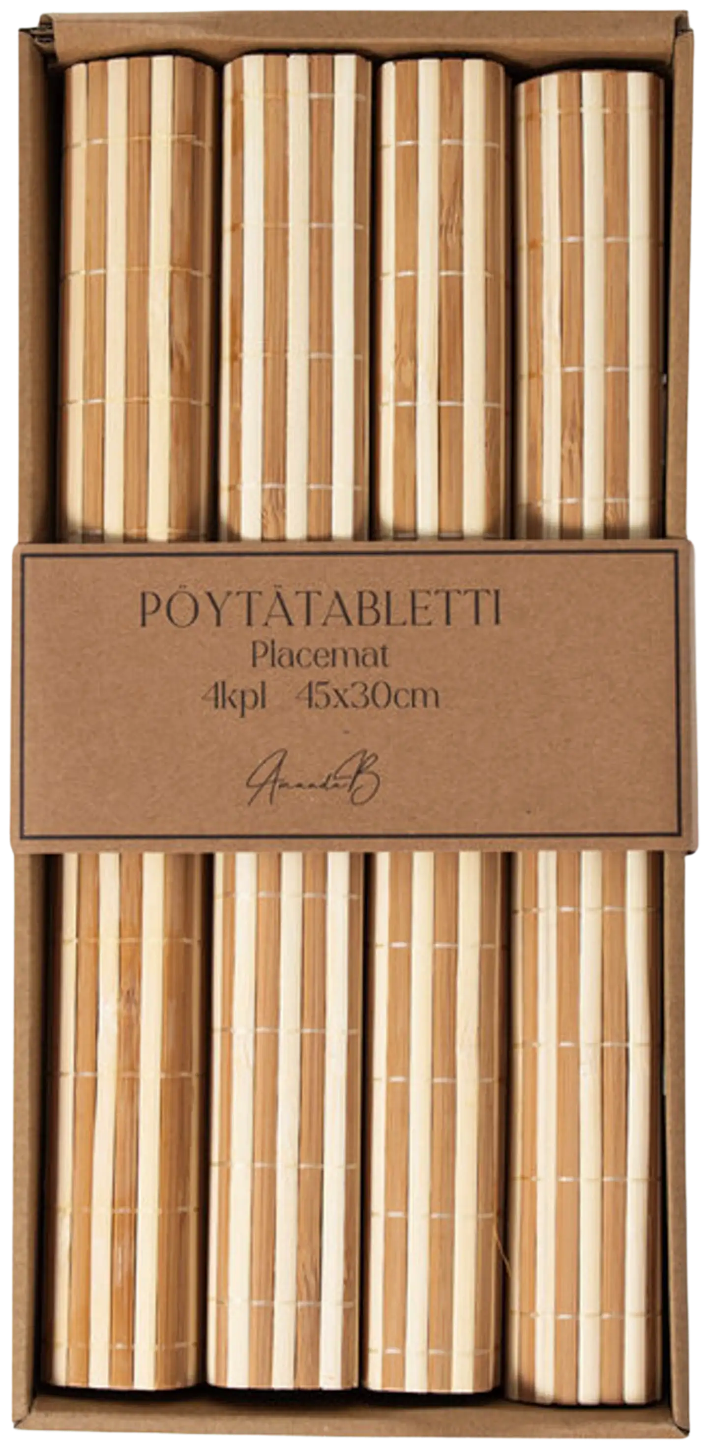 AmandaB Pöytätabletti 4kpl bambu, vaalea