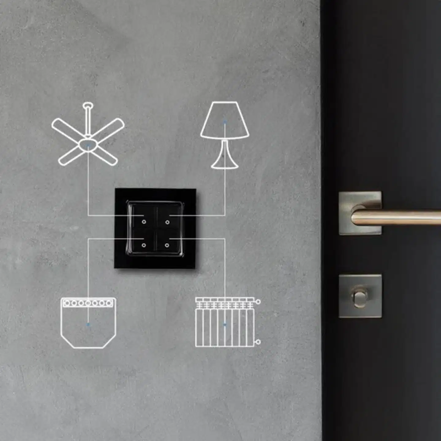 Shelly Seinäkytkin 4 - musta - 2