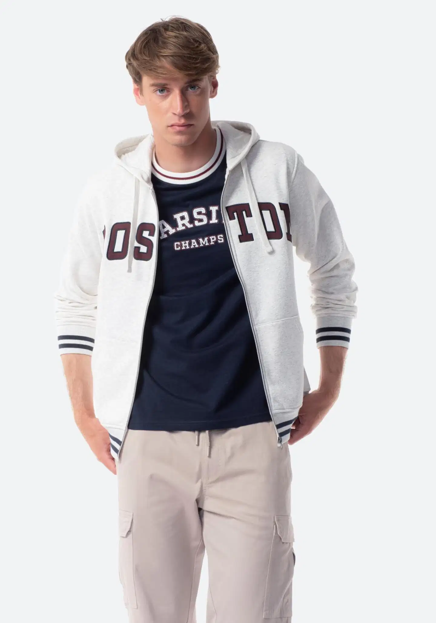 TEX miesten collegetakki I287403 - ECRU - 2