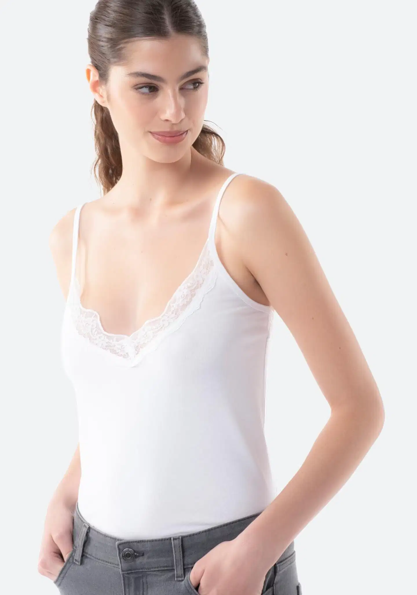 TEX naisten toppi pitsisomisteella I958550 - WHITE 1 - 1