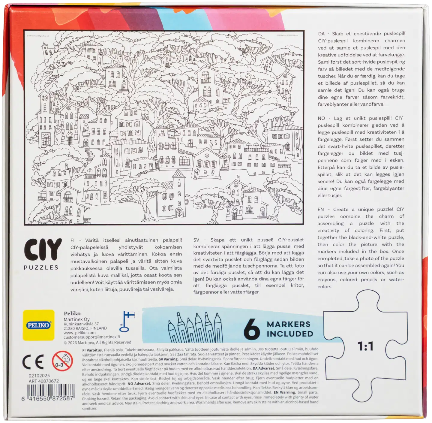 Peliko palapeli Color it Yourself 99 palaa tussit, erilaisia - 7