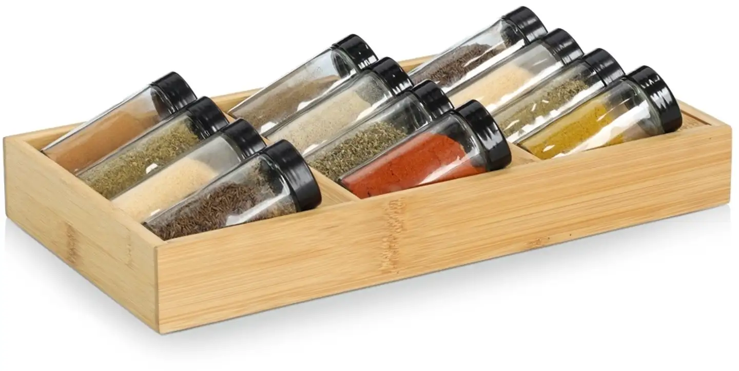 Zeller maustetelinesetti bambu/lasi 13 osaa 38x20x5 cm - 2