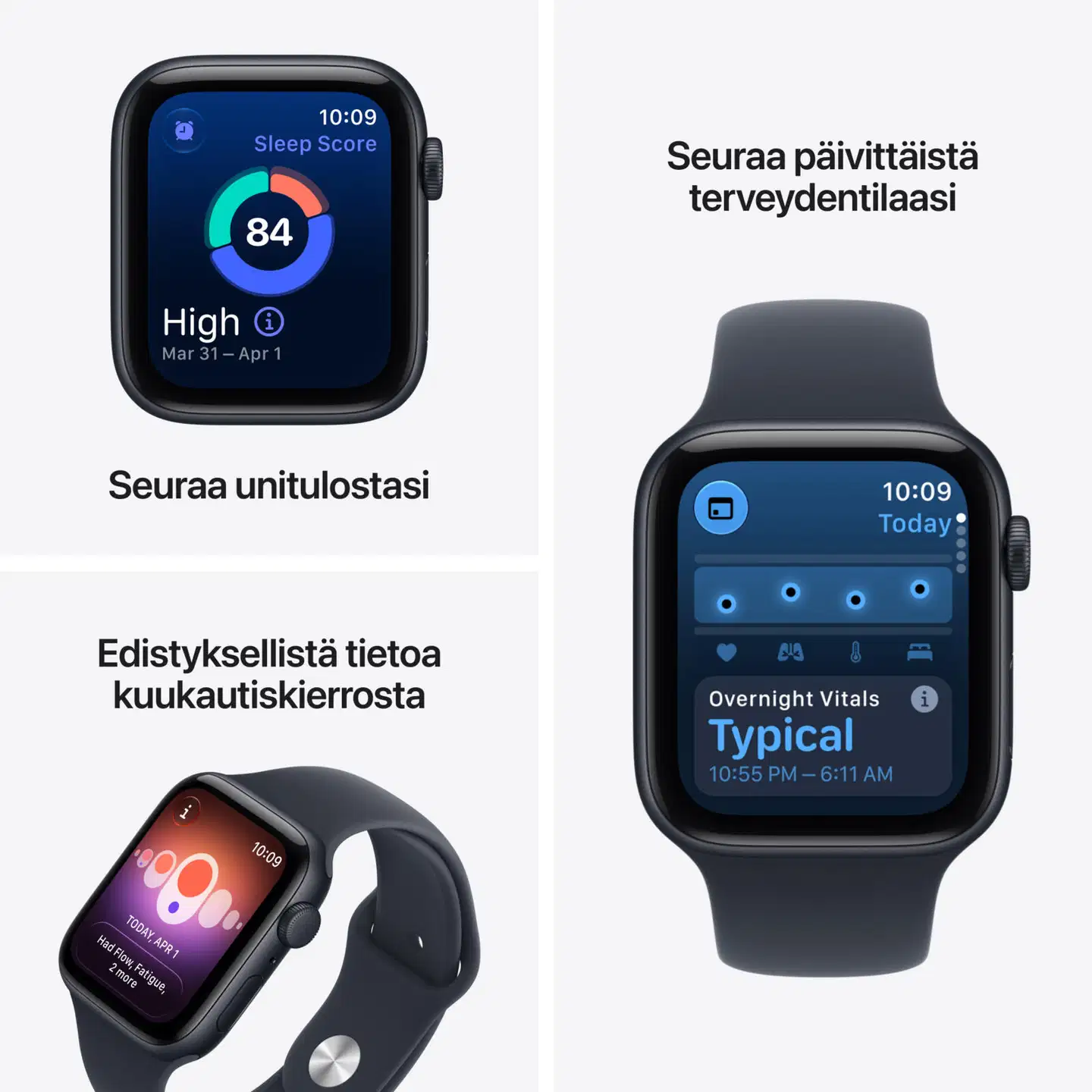 Apple Watch SE 3 GPS 44 mm:n tähtivalkea alumiinikuori ja hiekanvärinen urheiluranneke - S/M - MJL34QN/A - 6