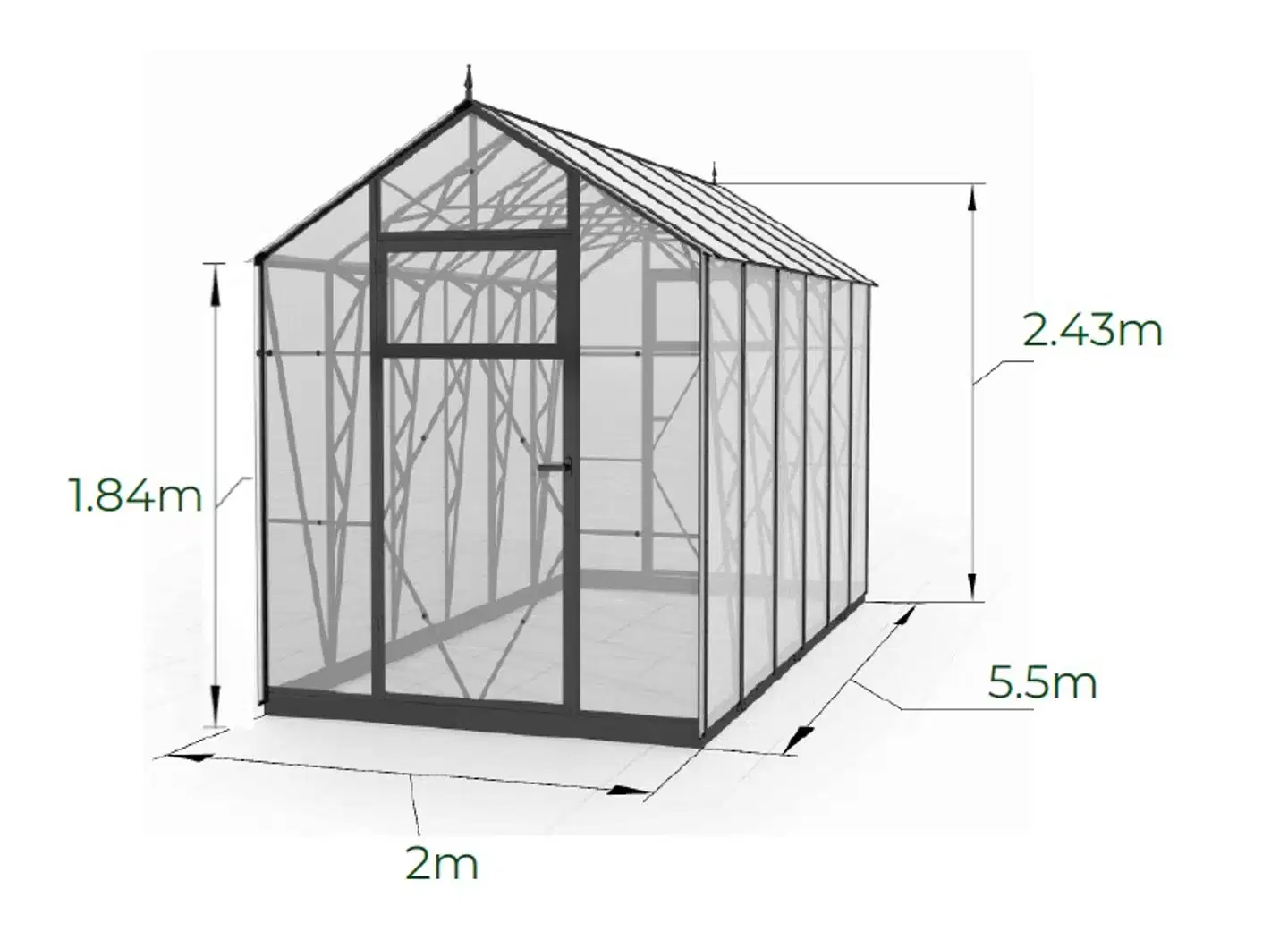Ecoslider kasvihuone Lux 2.0 X 5.5 - 4