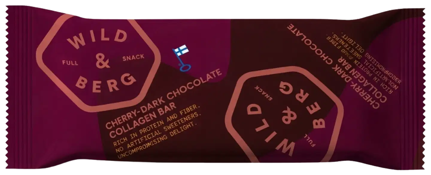 Wild&Berg Kirsikka-Tumma Suklaa kollagen bar 40 g - 1