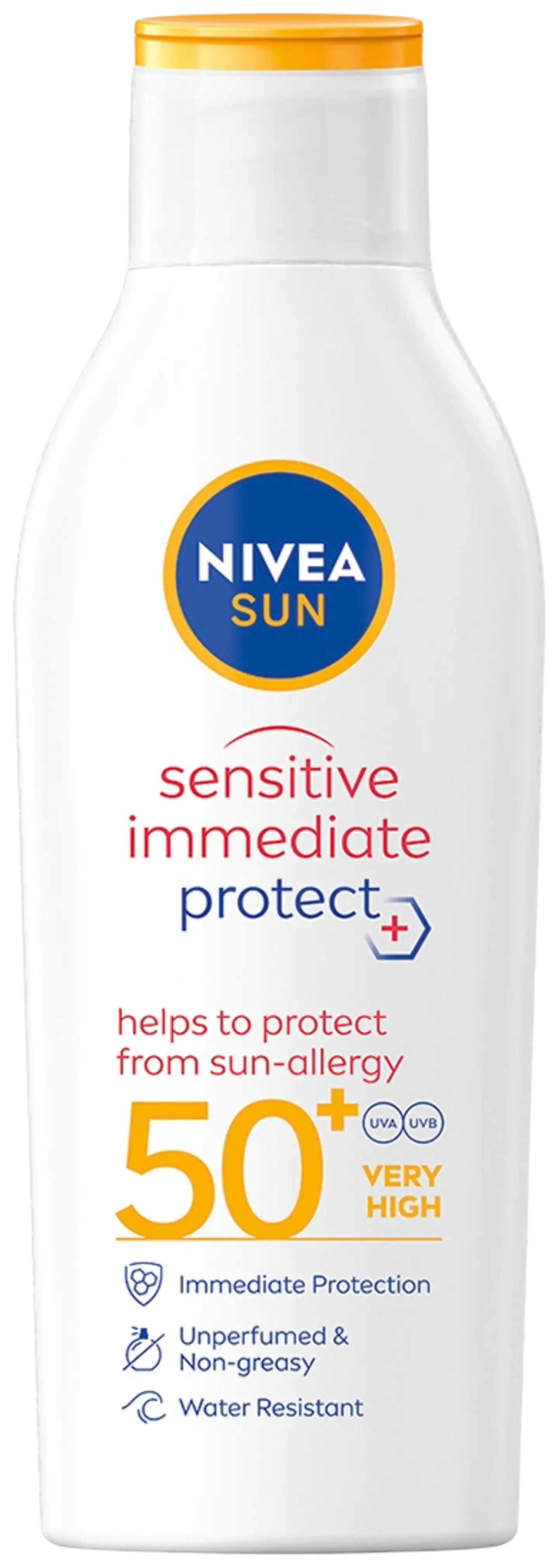 NIVEA SUN 200ml Sensitive Immediate Protect Sun-Allergy Lotion SK50+ -aurinkosuojavoide