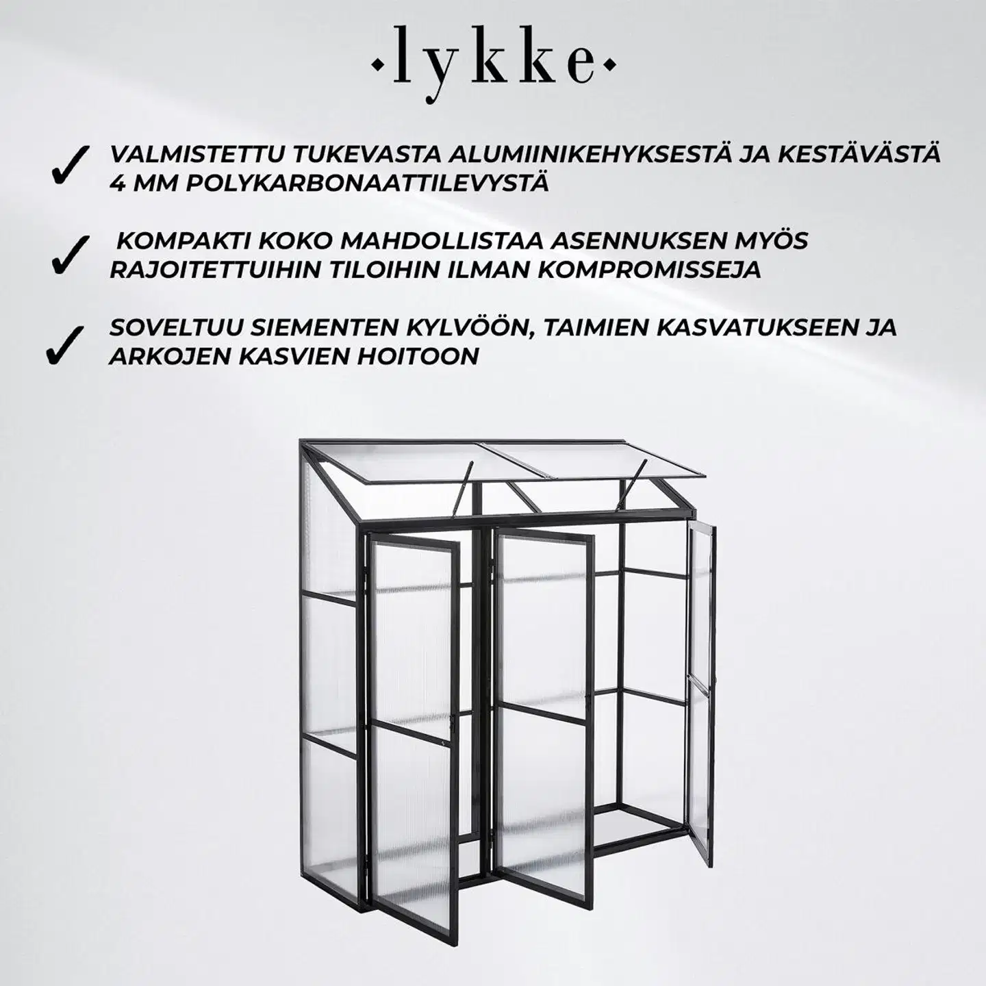 Lykke minikasvihuone fjordal 180x55x190cm - 3