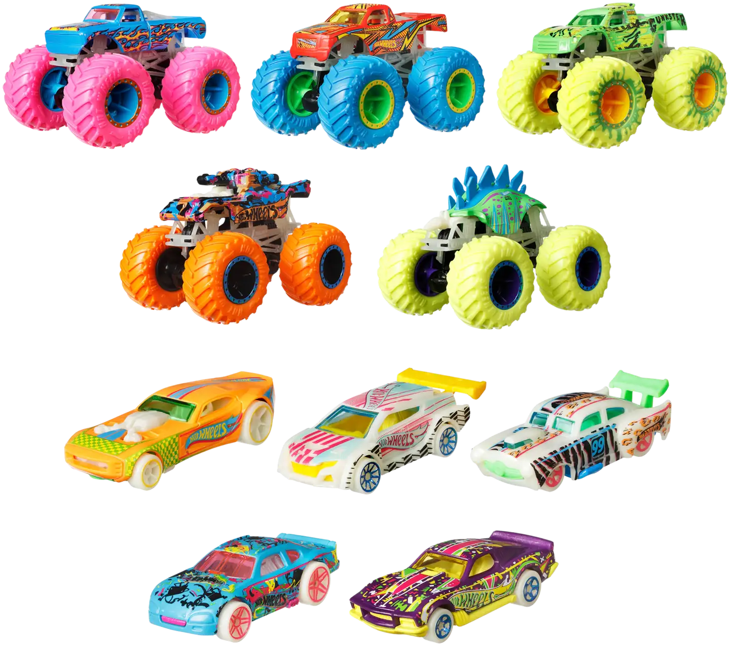 Hot Wheels Monster Trucks Glow In The Dark 10 Kpl - 2