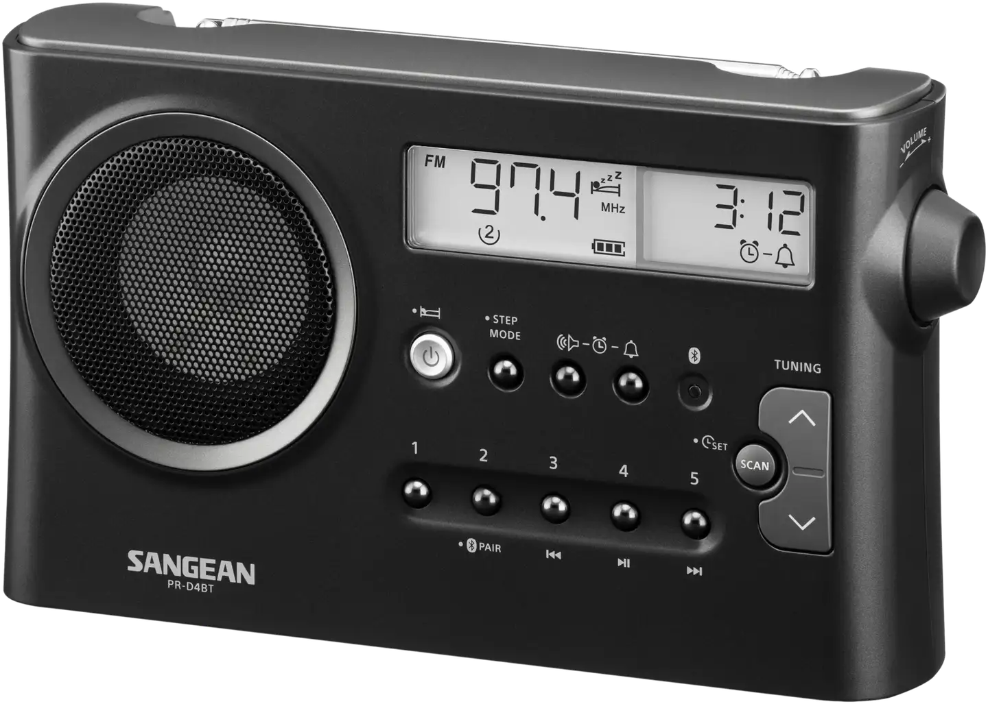 Sangean radio PR-D4BT tummanharmaa - 3