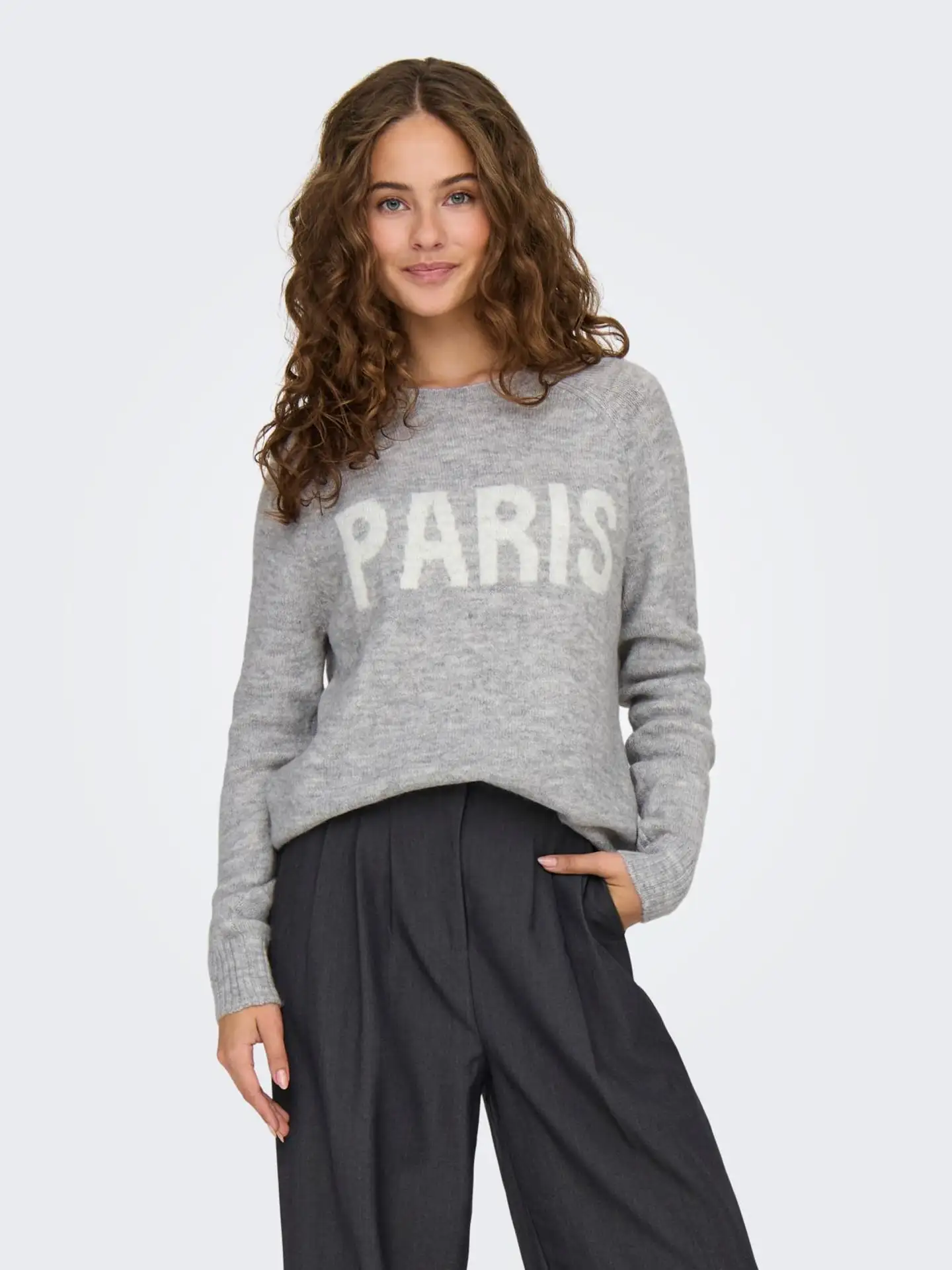 JDY naisten pehmeä PARIS -neule Jdycity - Light Grey melange - 3