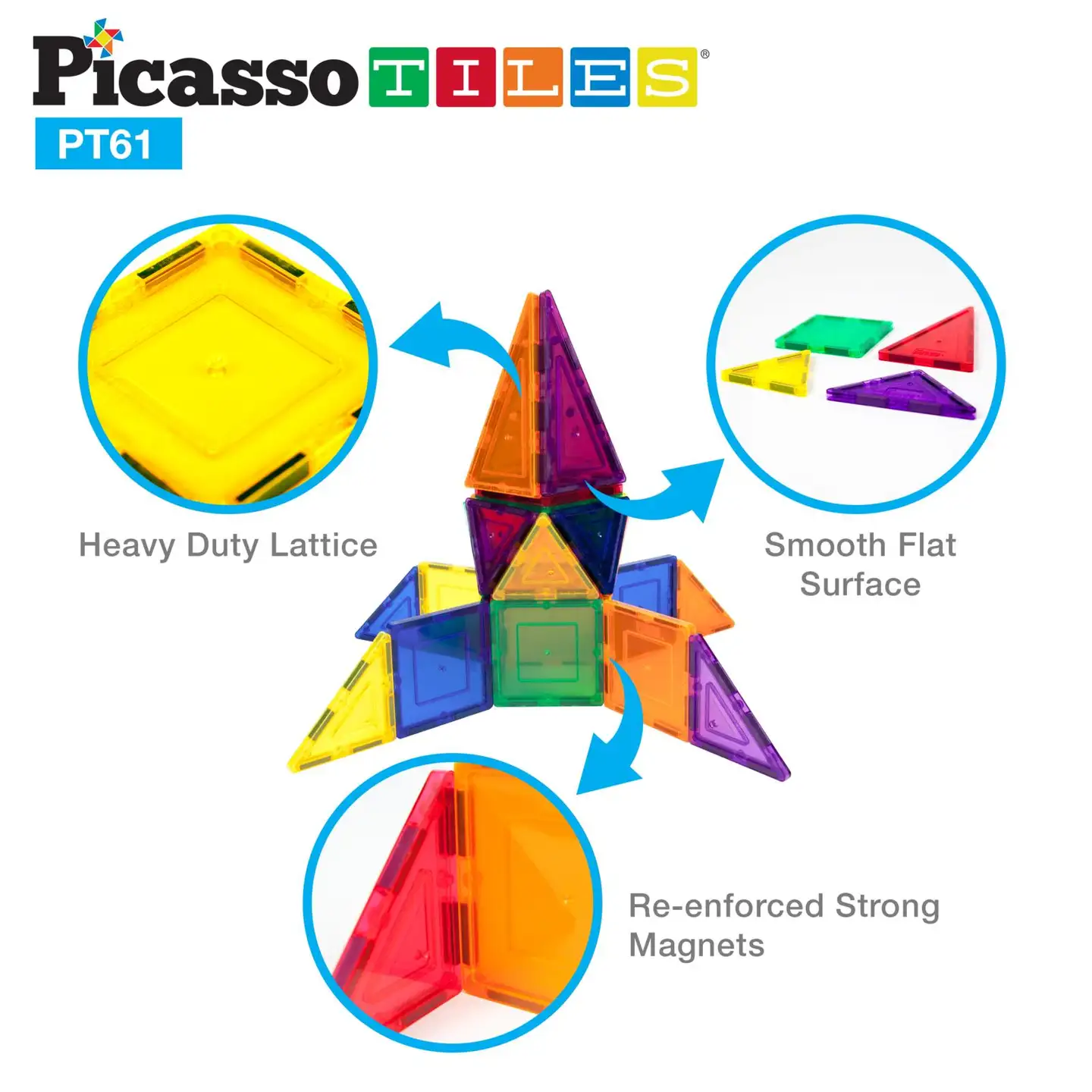 PicassoTiles magneettinen rakennussarja 61 osaa - 2