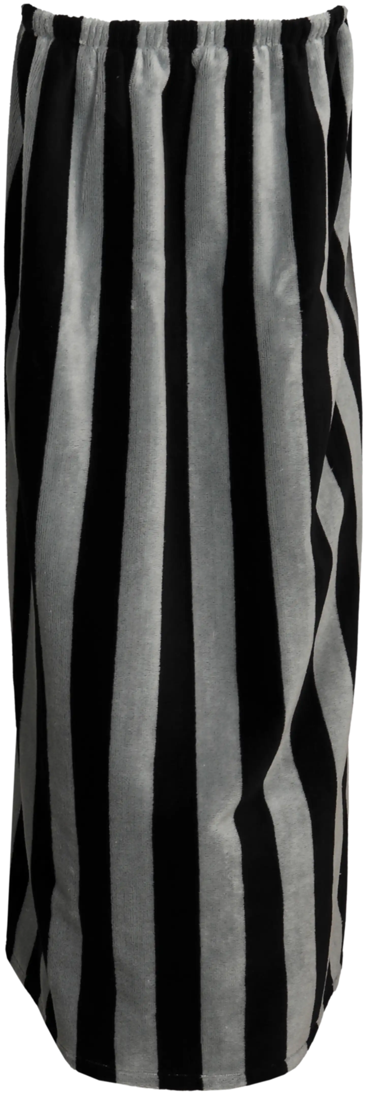 Ratia naisten kietaisupyyhe Raita velour 100x150 cm musta/harmaa - 2