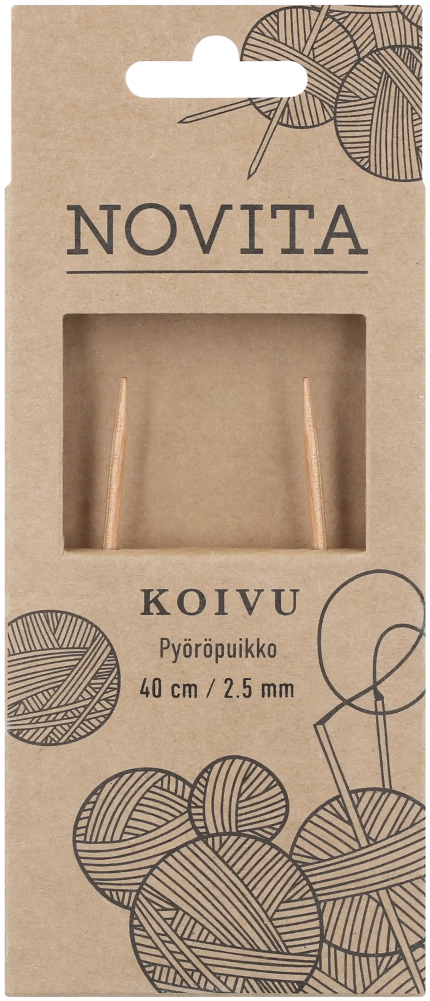 Novita pyöröpuikot 40 cm koivu 2.5 mm - 1