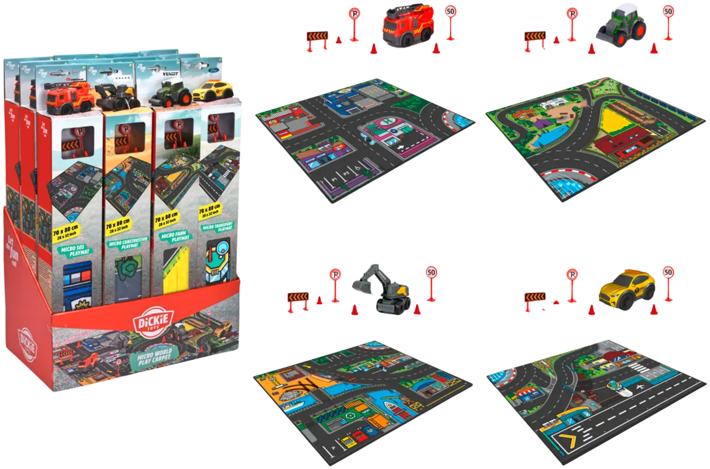 Dickie Toys Micro World Liikennematto ja ajoneuvo, lajitelma, 4 erilaista, myydään yksittäin - 1