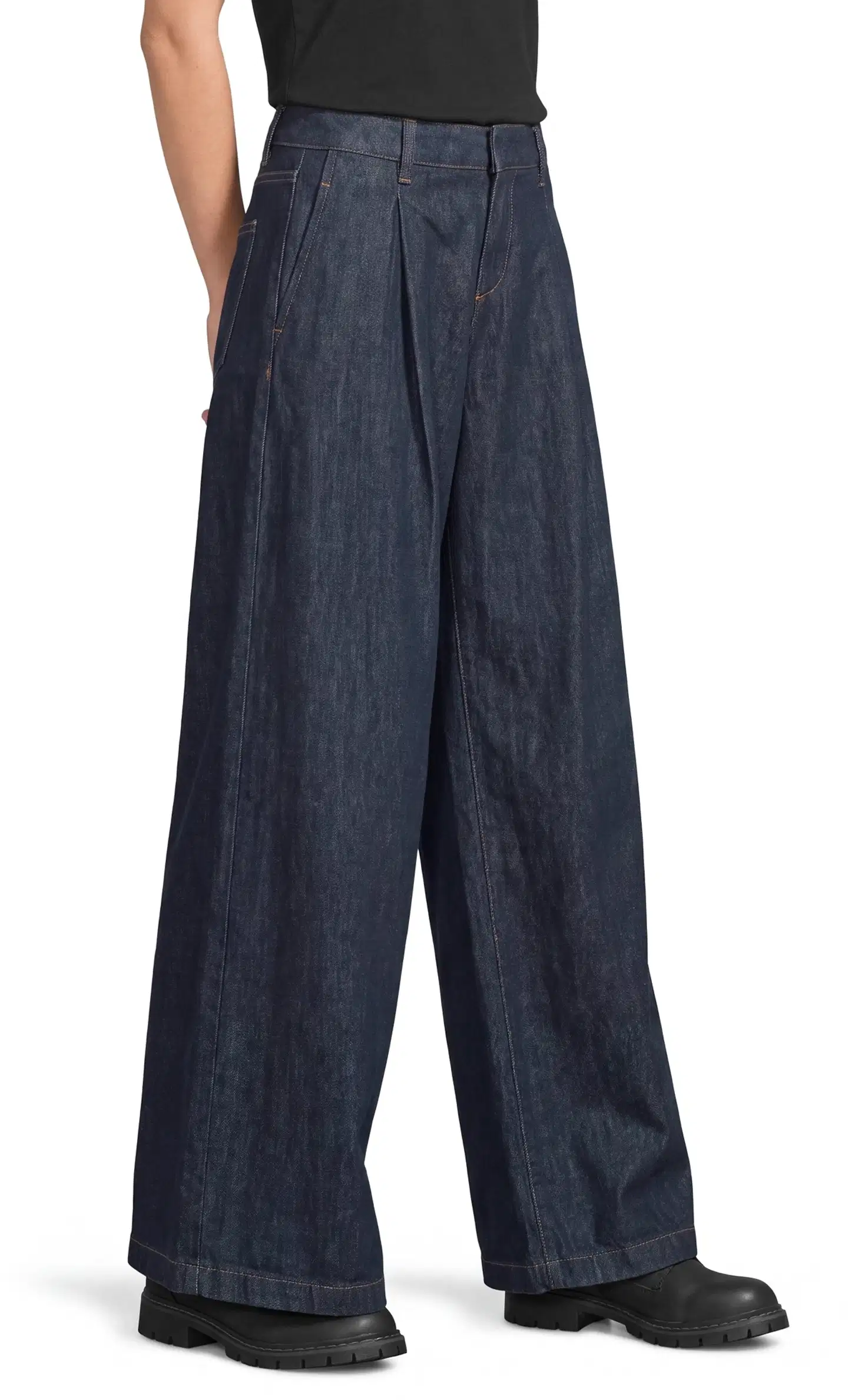 WKLY. naisten leveät farkut, smart casual denim 222W282684 - Denim dk. blue - 1