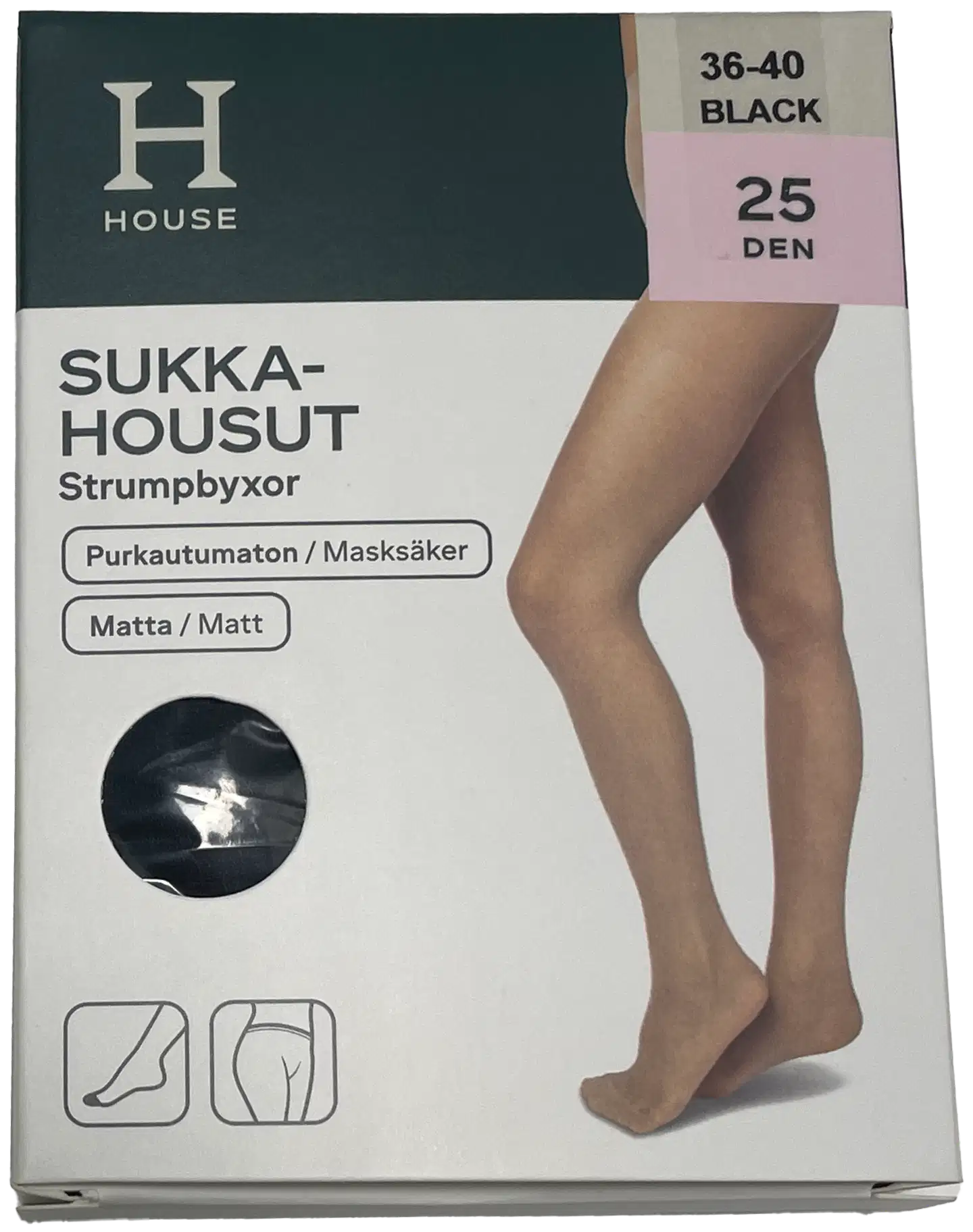 House naisten sukkahousut 25DEN runresist - Black