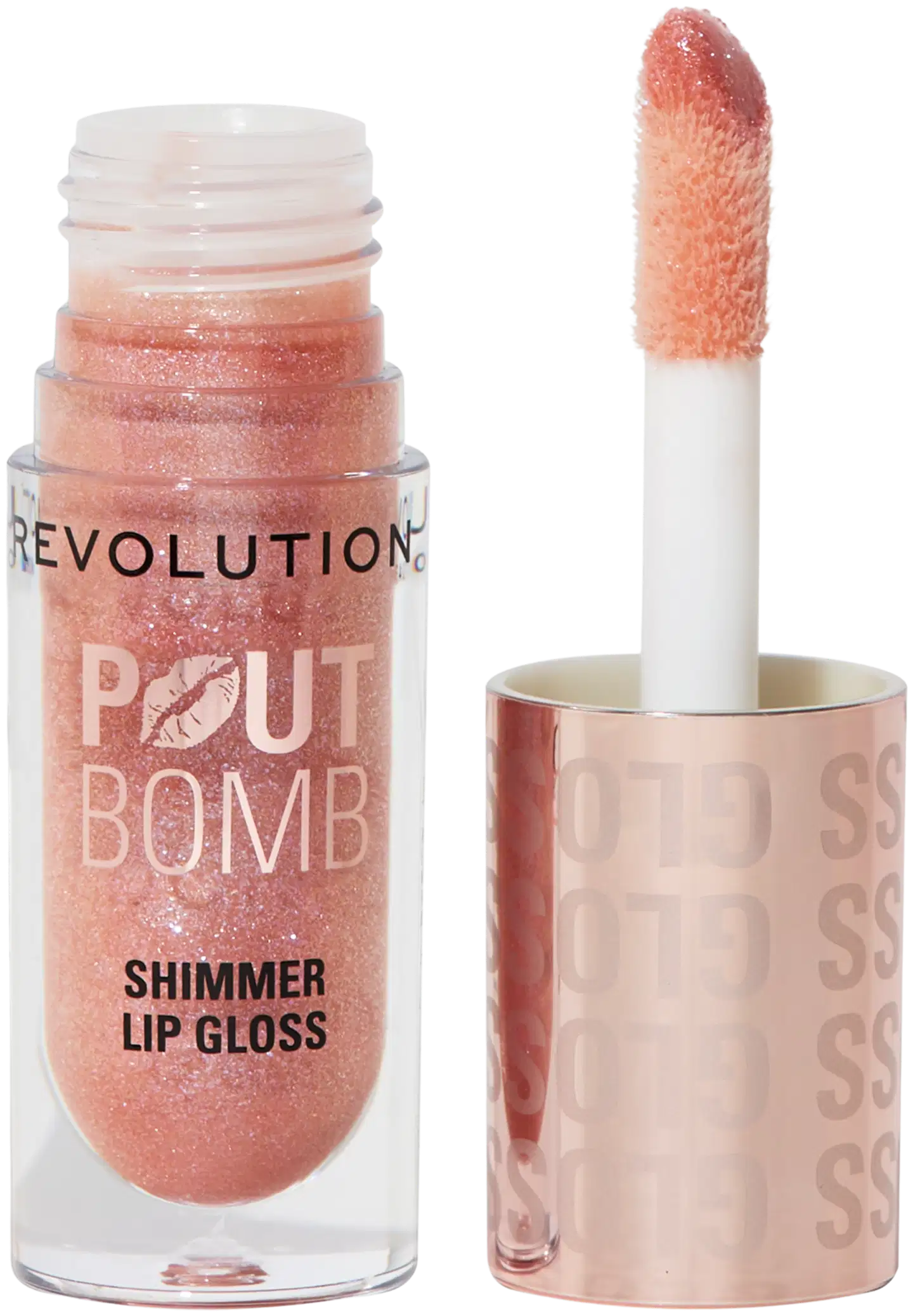 Revolution pout bomb shimmer huulikiilto 4,6ml glimmer nude - glimmer nude - 1
