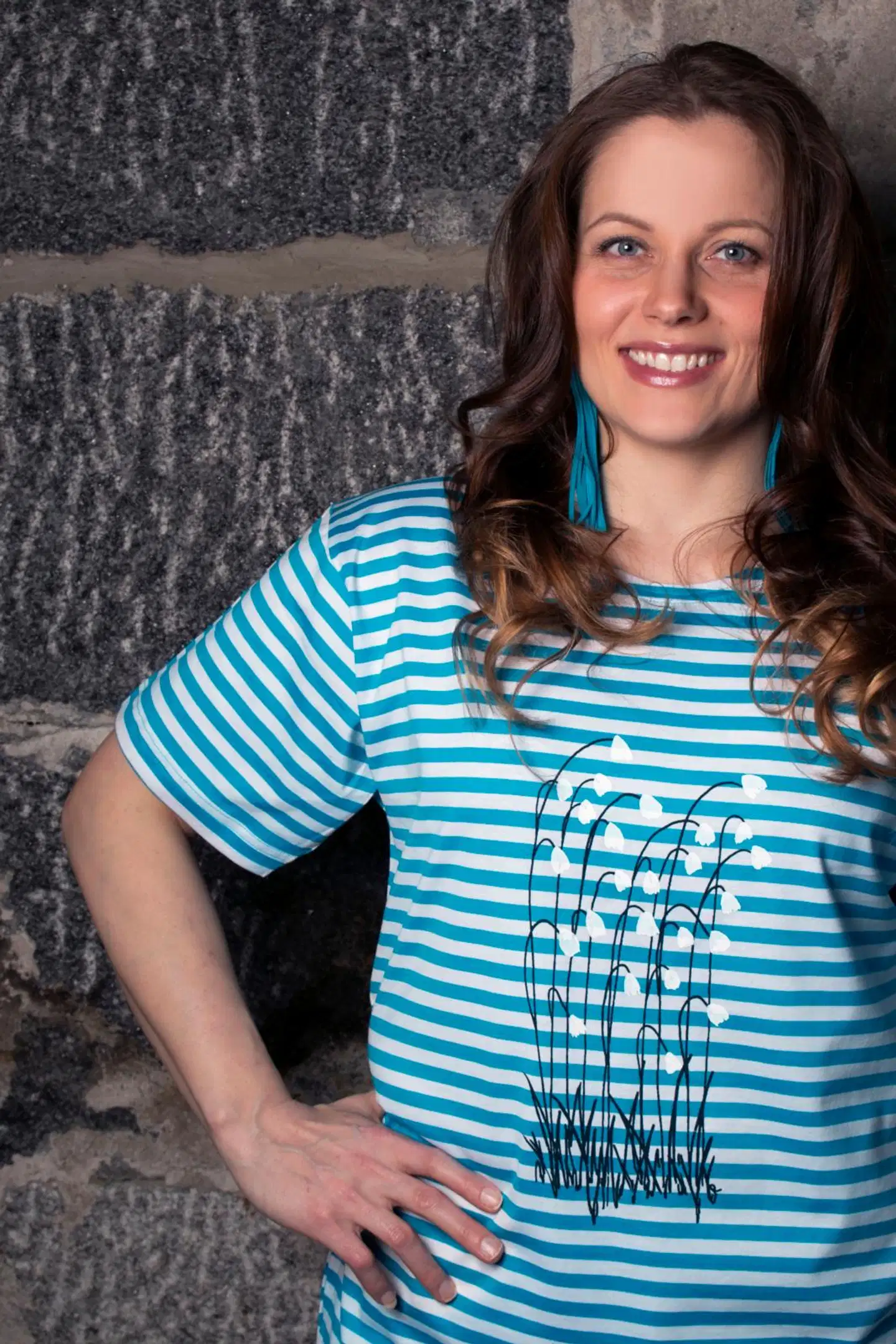 Pikkupuoti naisten t-paita Suovilla - turkoosi/valko - 2