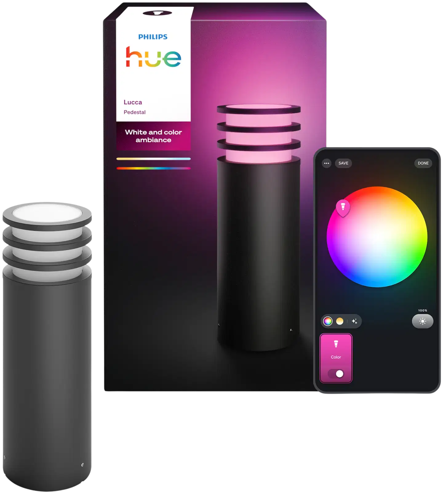 Philips Hue Lucca -pylväsvalaisin 8.1W 1000-20000K 1100LM anthracite - 1