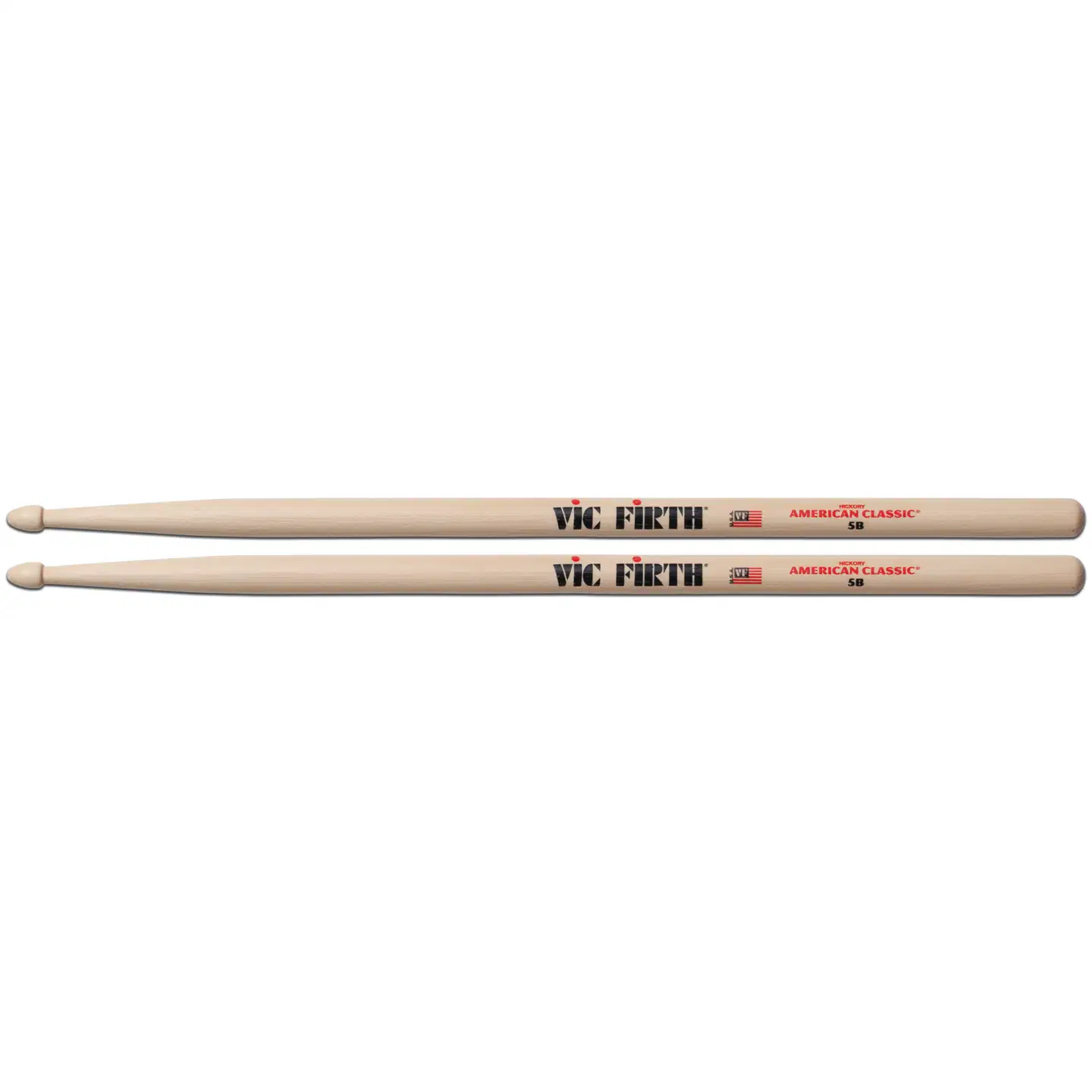 Vic Firth 5B rumpukapulat hikkoria. Pituus 40,6 cm, halkaisija 1,5 cm. - 1