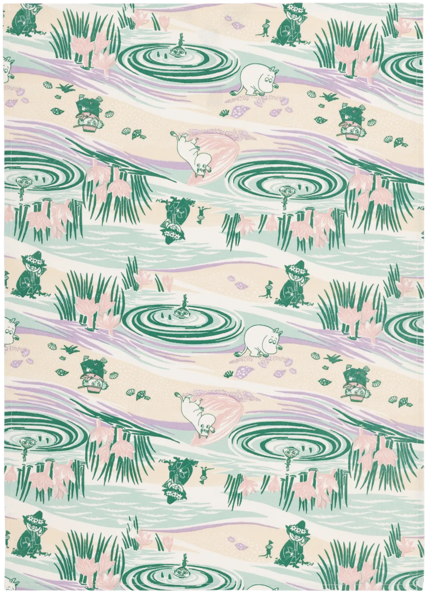 Moomin Arabia keittiöpyyhe 50x70 Rantapäivä GOTS