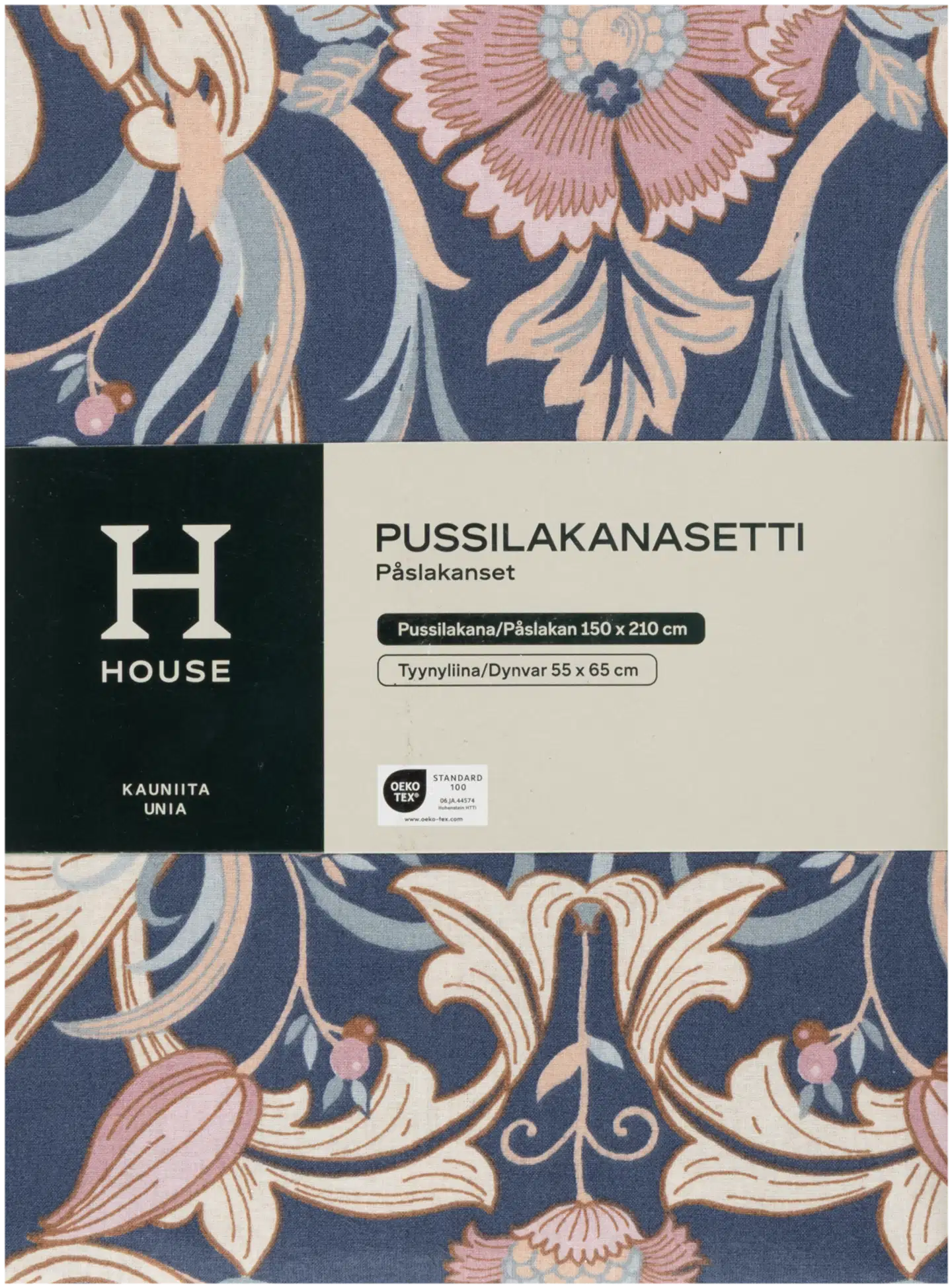 House pussilakanasetti Treasure 150x210 cm roosa/ beige/ tummansininen - 3