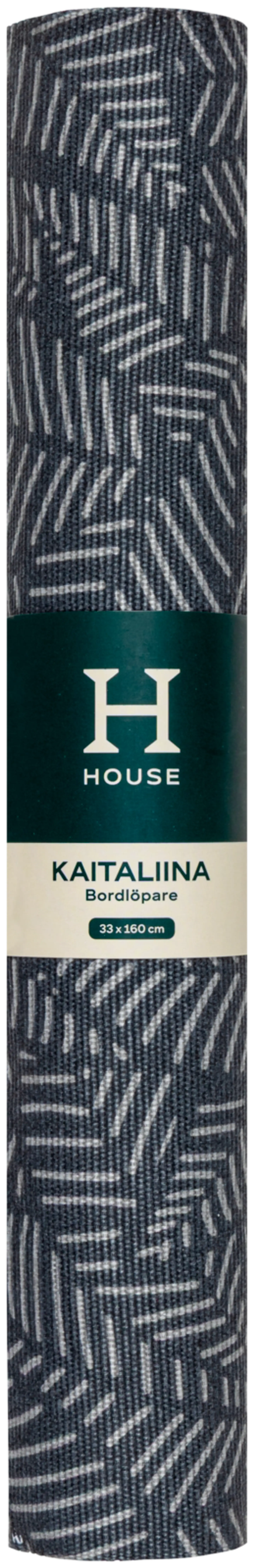 House kaitaliina Outline leaves 33x160 cm tummanharmaa - 3